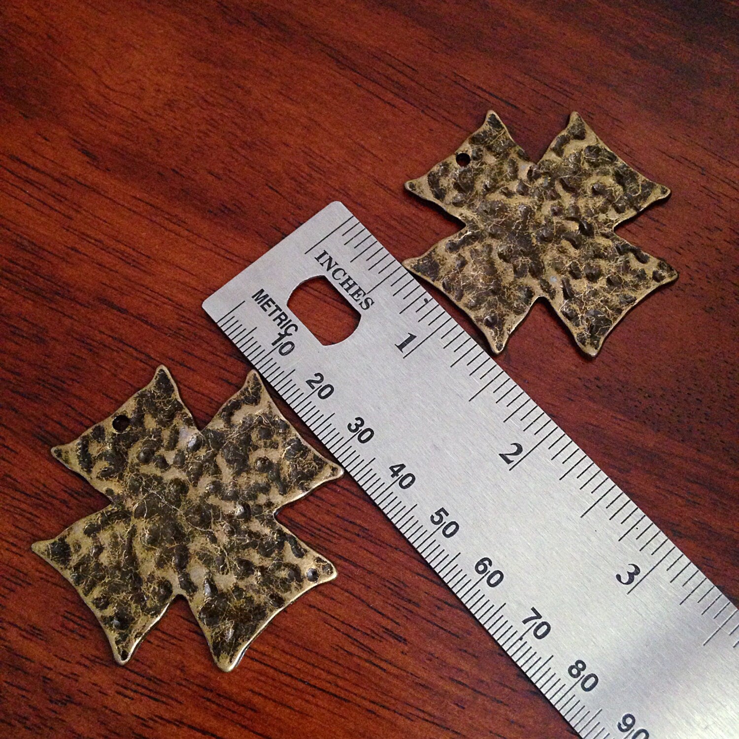 4 Large Bronze Cross Pendants, Antique Bronze Cross, Large Cross Charms, Cross Pendants, Jewelry and Crafts Supplies, Findings