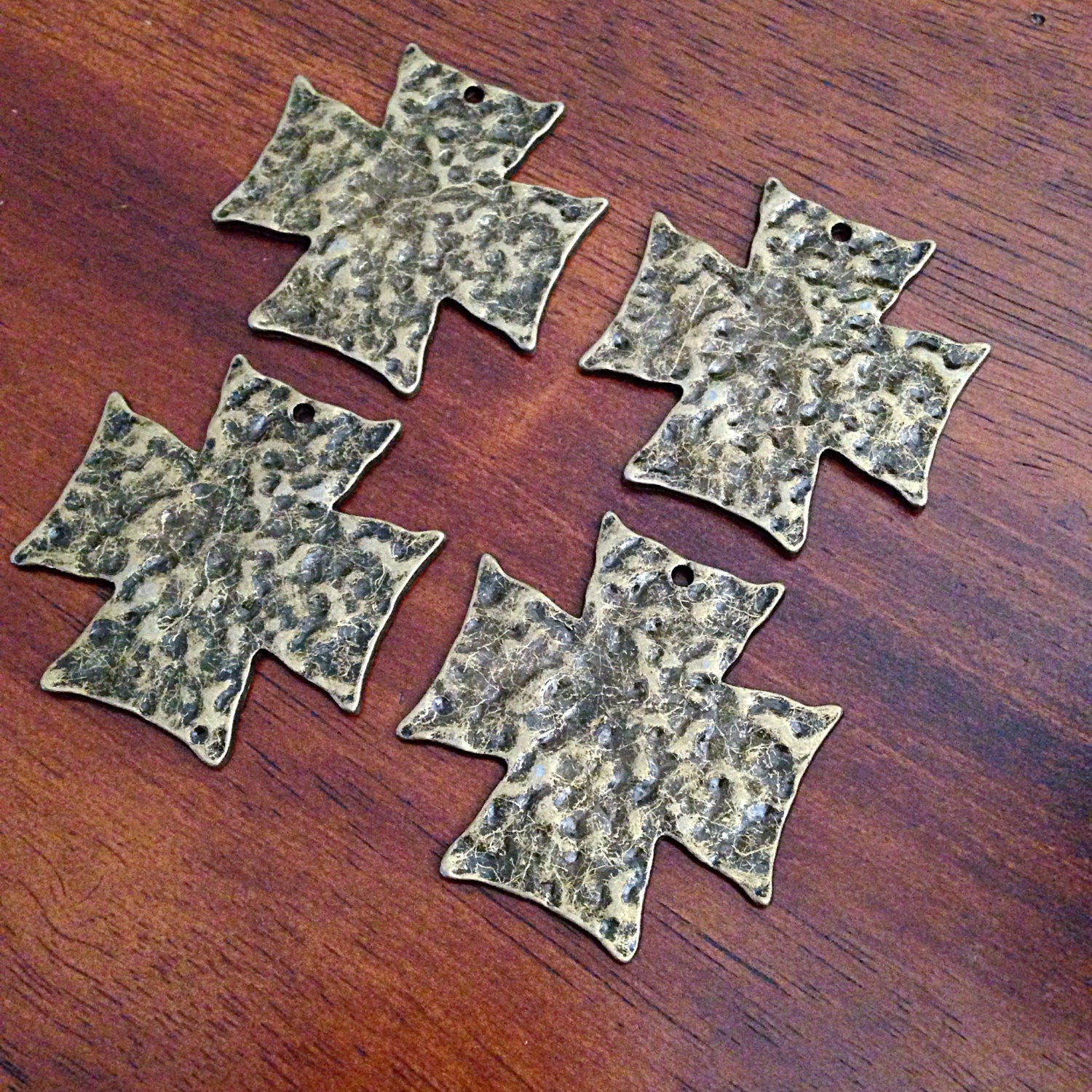 4 Large Bronze Cross Pendants, Antique Bronze Cross, Large Cross Charms, Cross Pendants, Jewelry and Crafts Supplies, Findings
