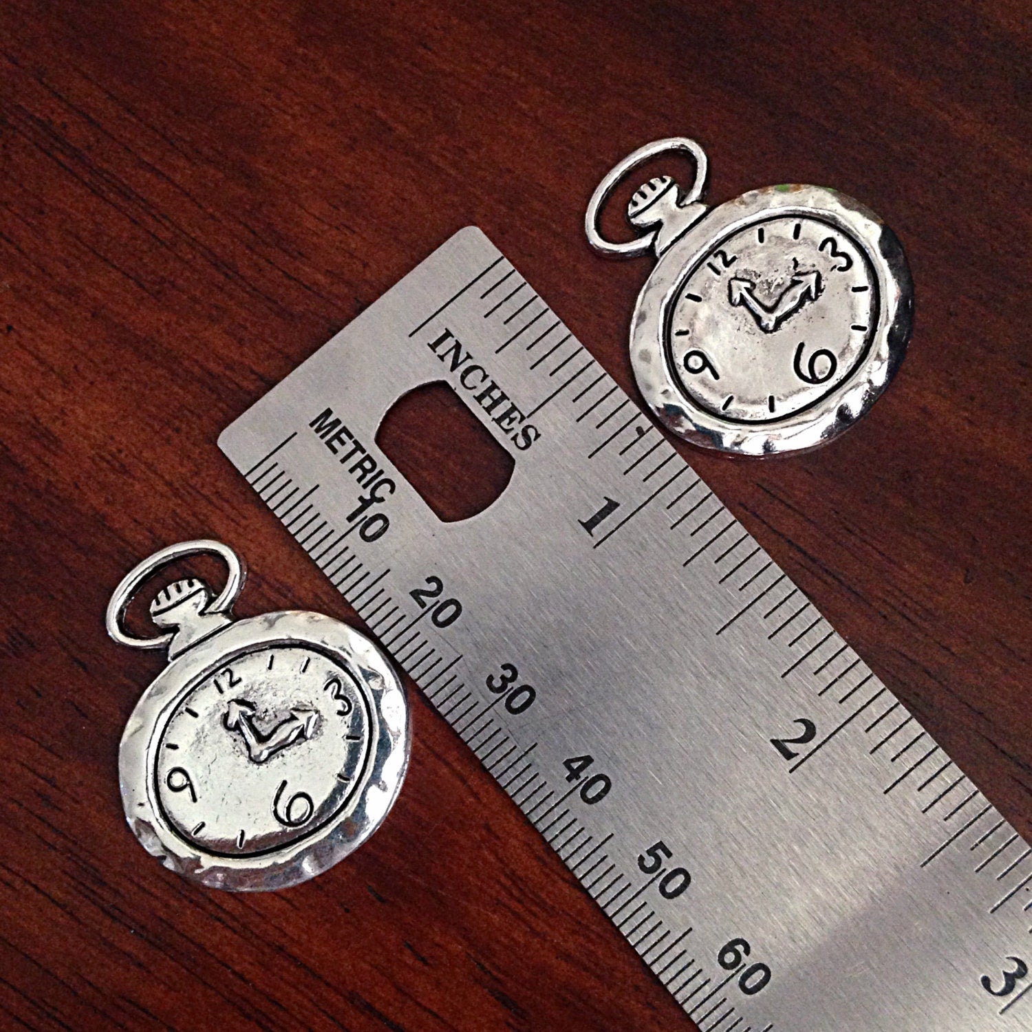 7 Silver Clock Charms, Antique Silver Clock Charms, Clock Pendants, Time Charms, Travel Charms, Findings, Crafts and Jewelry Supplies