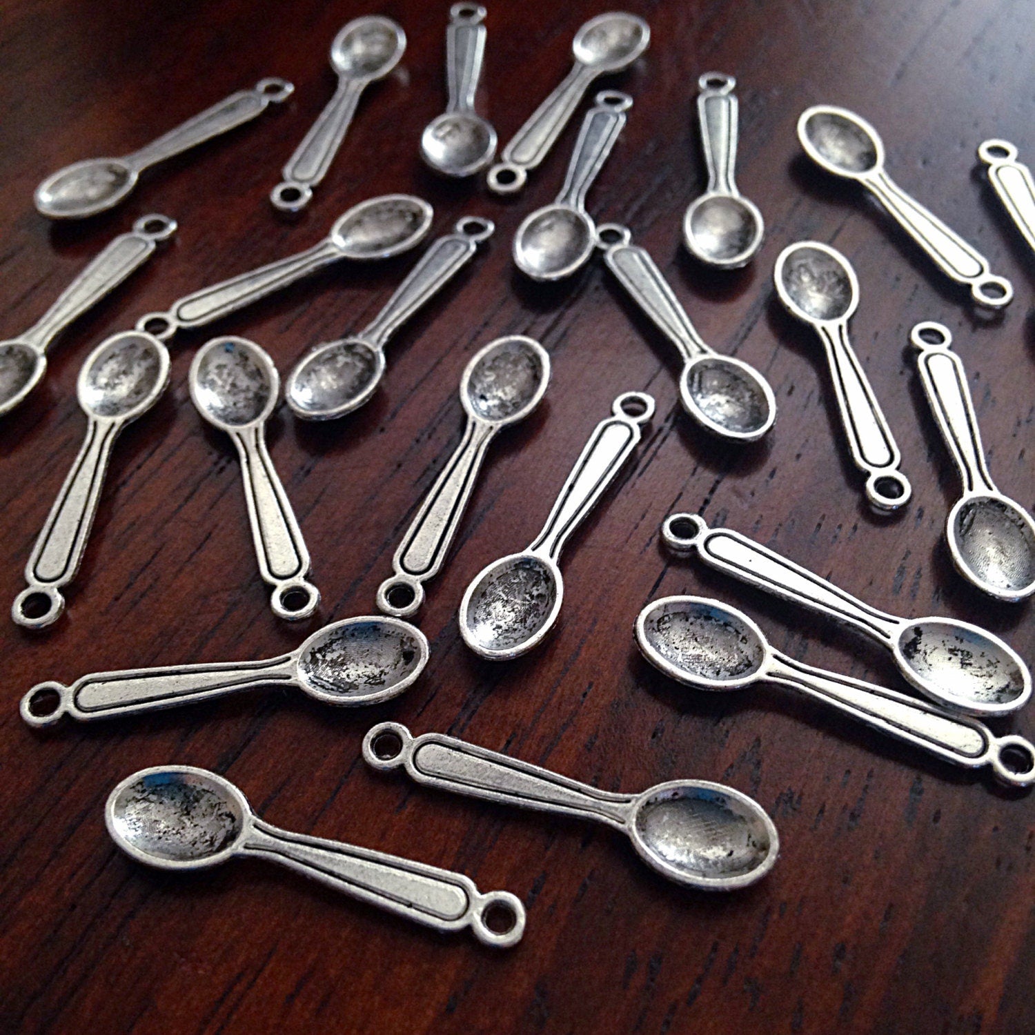 Bulk 50 Spoon Charms, Antique Silver Spoon Charms, Silverware Charms, Cooking Charms, Fork Charms, Findings, Crafts and Jewelry Supplies
