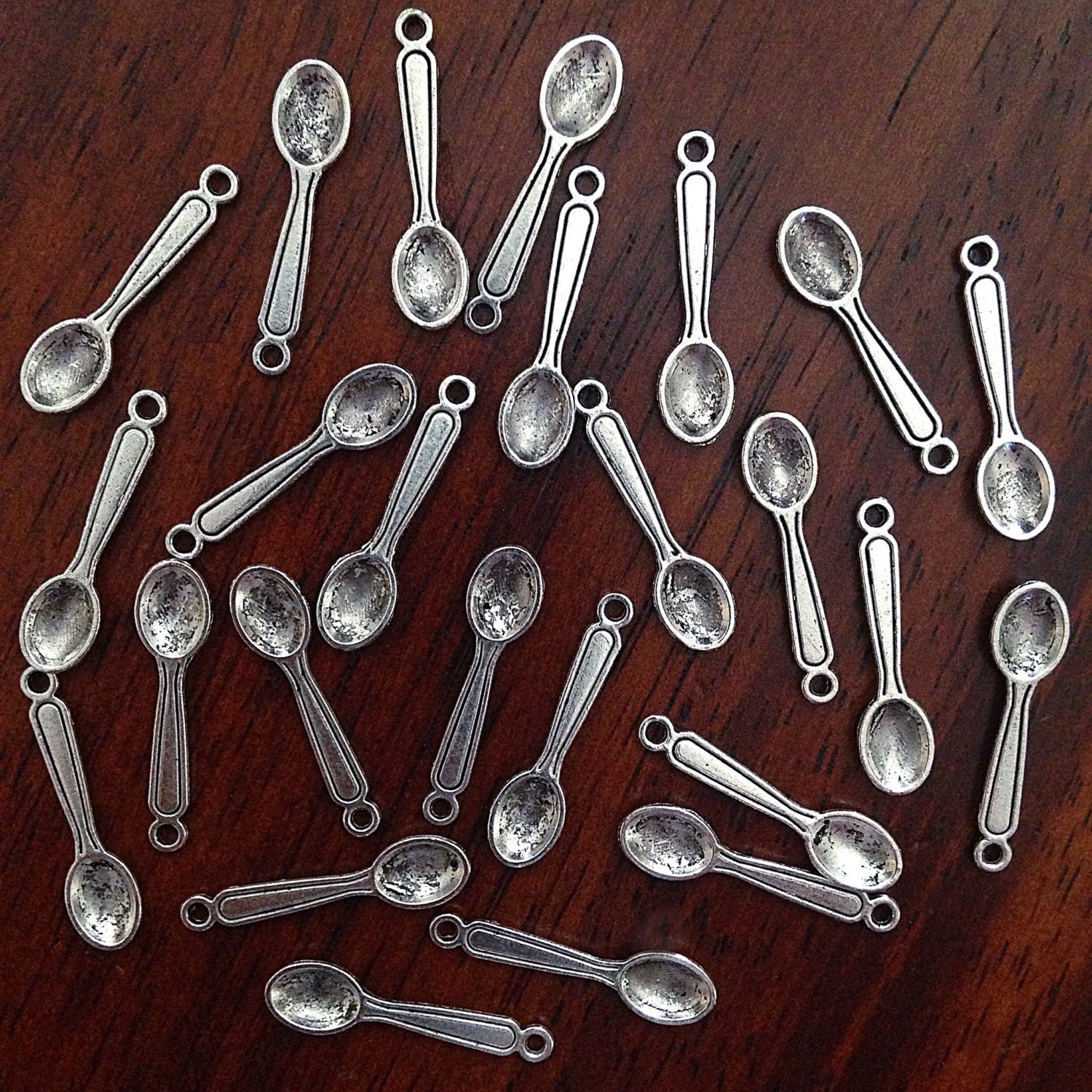 Bulk 50 Spoon Charms, Antique Silver Spoon Charms, Silverware Charms, Cooking Charms, Fork Charms, Findings, Crafts and Jewelry Supplies