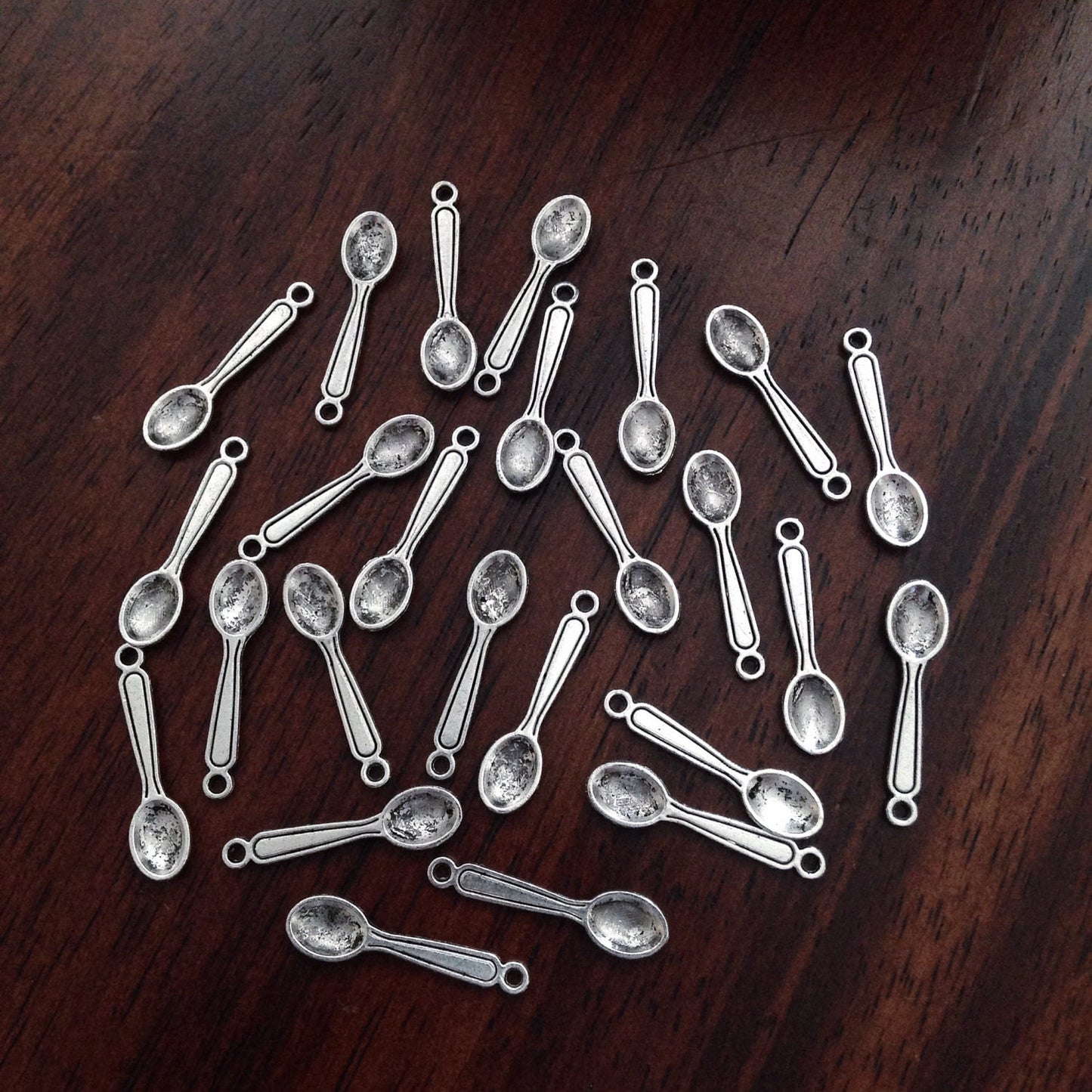 25 Spoon Charms, Antique Silver Spoon Charms, Silverware Charms, Cooking Charms, Fork Charms, Findings, Crafts and Jewelry Supplies