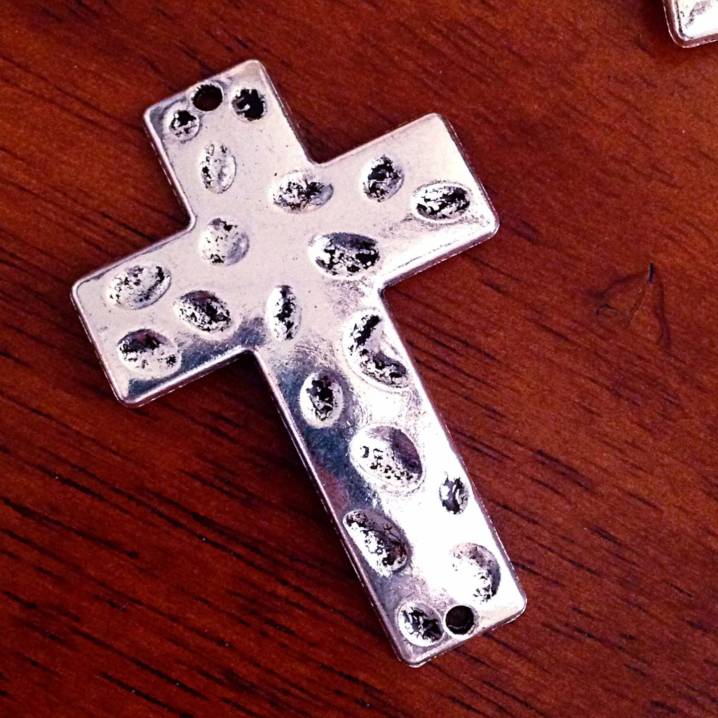 4 Large Silver Cross Pendants, Antique Silver Charm, Connector Cross Pendant, Silver Cross Charms, Bracelet Charm, Findings, Craft Supplies