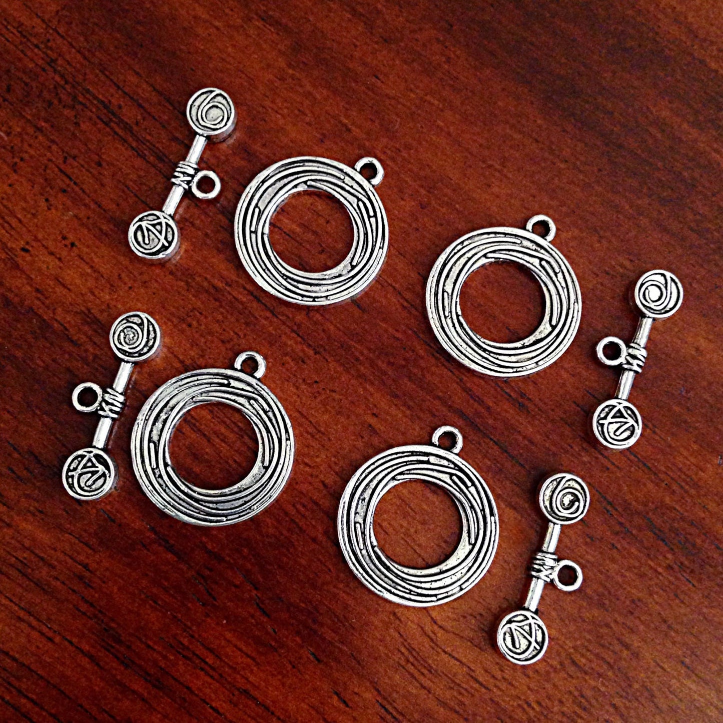 10 Sets, Toggle Clasp Set, Connector Charms, Antique Silver Charms, Necklace Clasp, Toggle Clasp Charms, Connector Charms, Findings