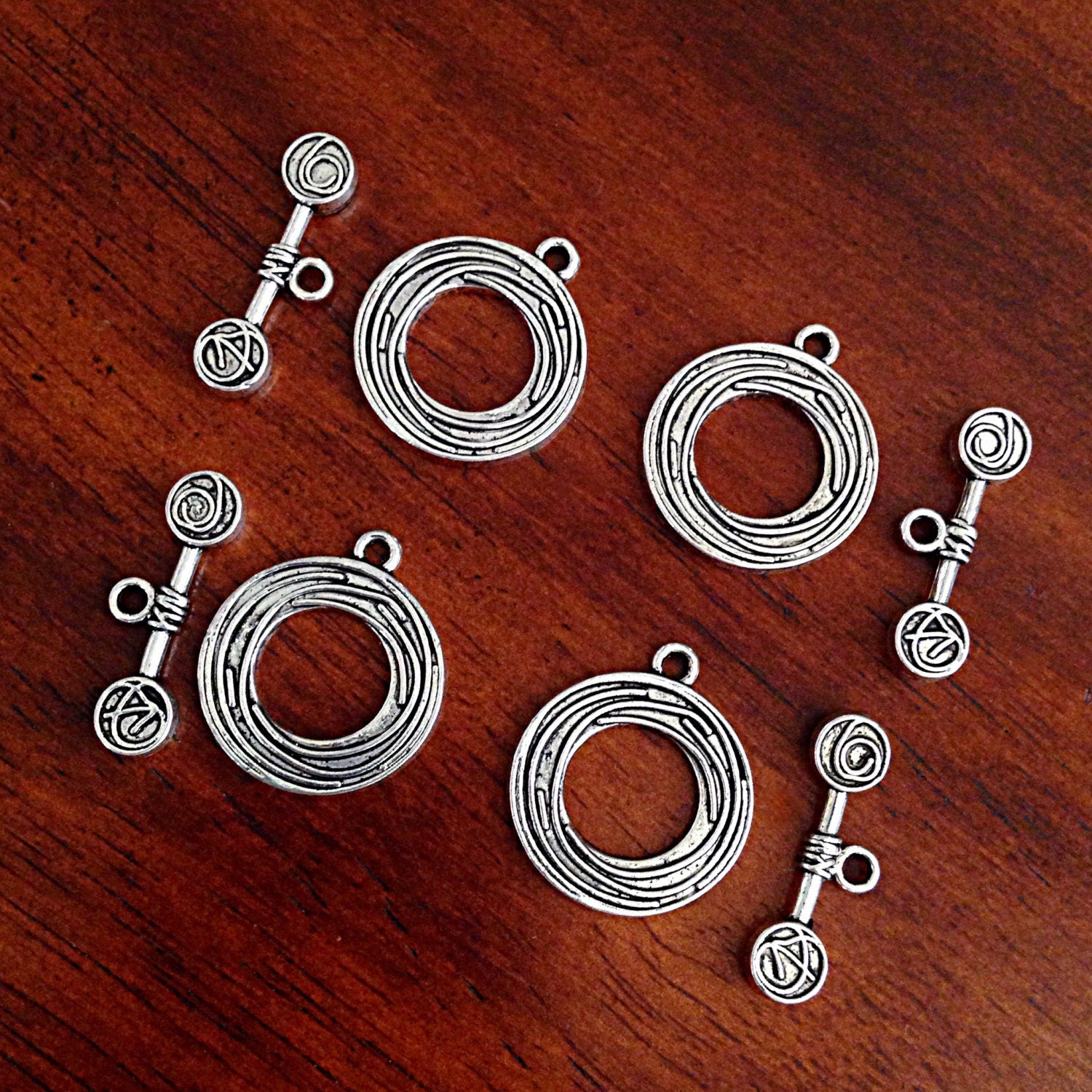 10 Sets, Toggle Clasp Set, Connector Charms, Antique Silver Charms, Necklace Clasp, Toggle Clasp Charms, Connector Charms, Findings