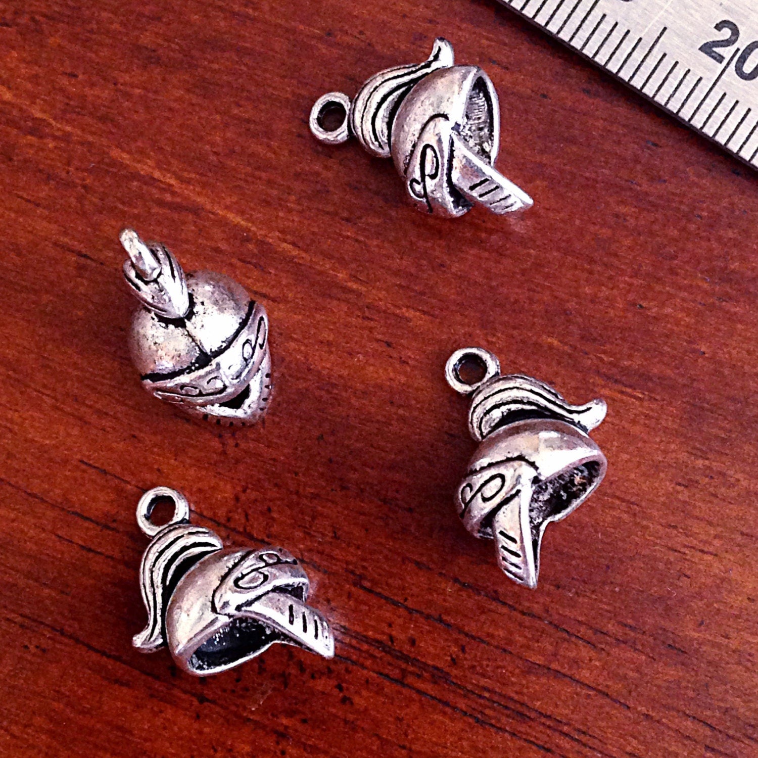 7 Helmet of Salvation Charms, Full Armor of God Charms, Silver Helmet Charms, Body Armor Charms, Findings, Craft and Jewelry Supplies