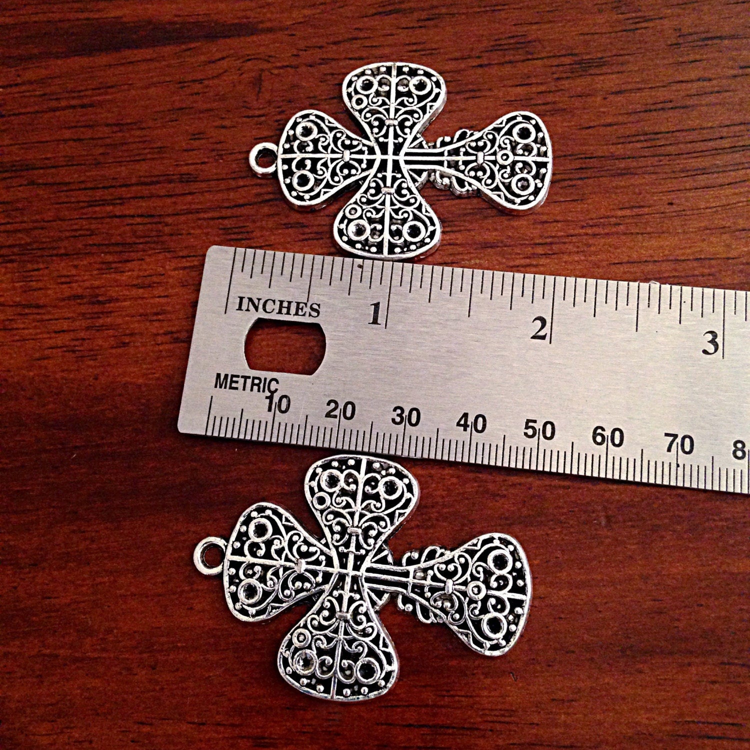 3 Large Silver Cross Pendants, Cross Charms, Antique Silver Cross, Large Charms, One Sided Cross, Pendants, Jewelry Supplies and Findings