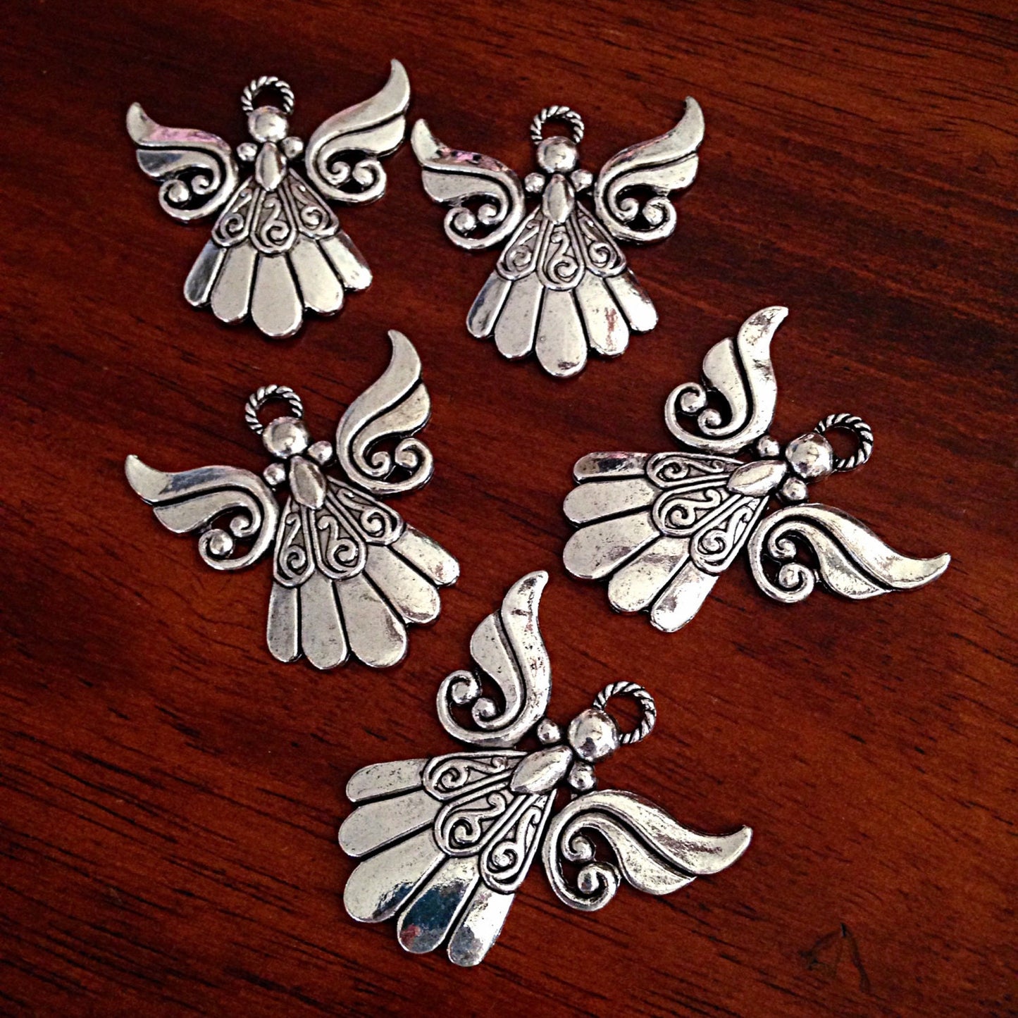 10 Large Angel Charms, Antique Silver Charms, Silver Angel Pendants, Large Angel Pendants, Christian Charms, Angel Pendants, Findings