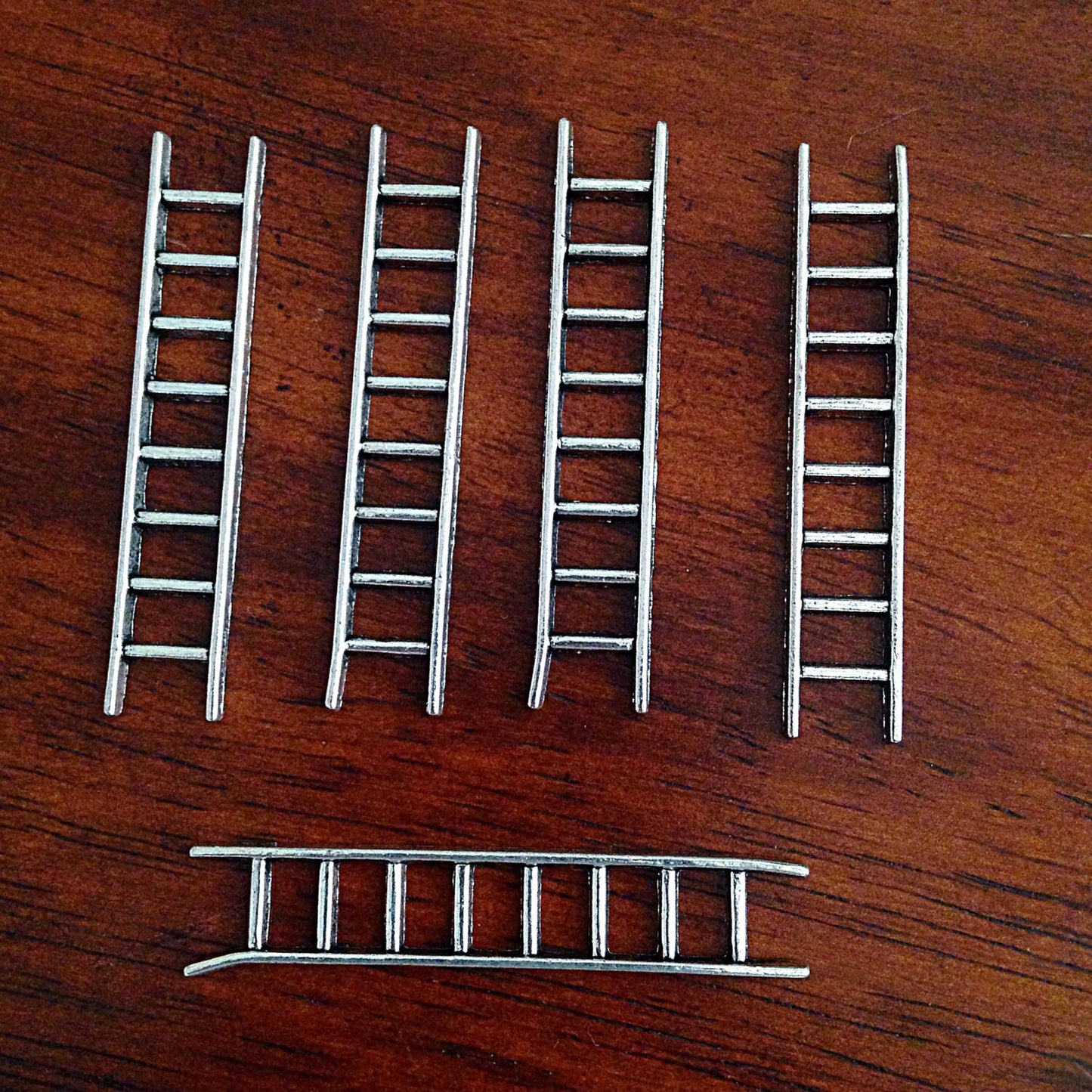 12 Ladder Charms, Antique Silver Charms, Fireman Ladder Charms, Silver Ladder Charms, Climbing Charms, Craft and Jewelry Supplies, Findings