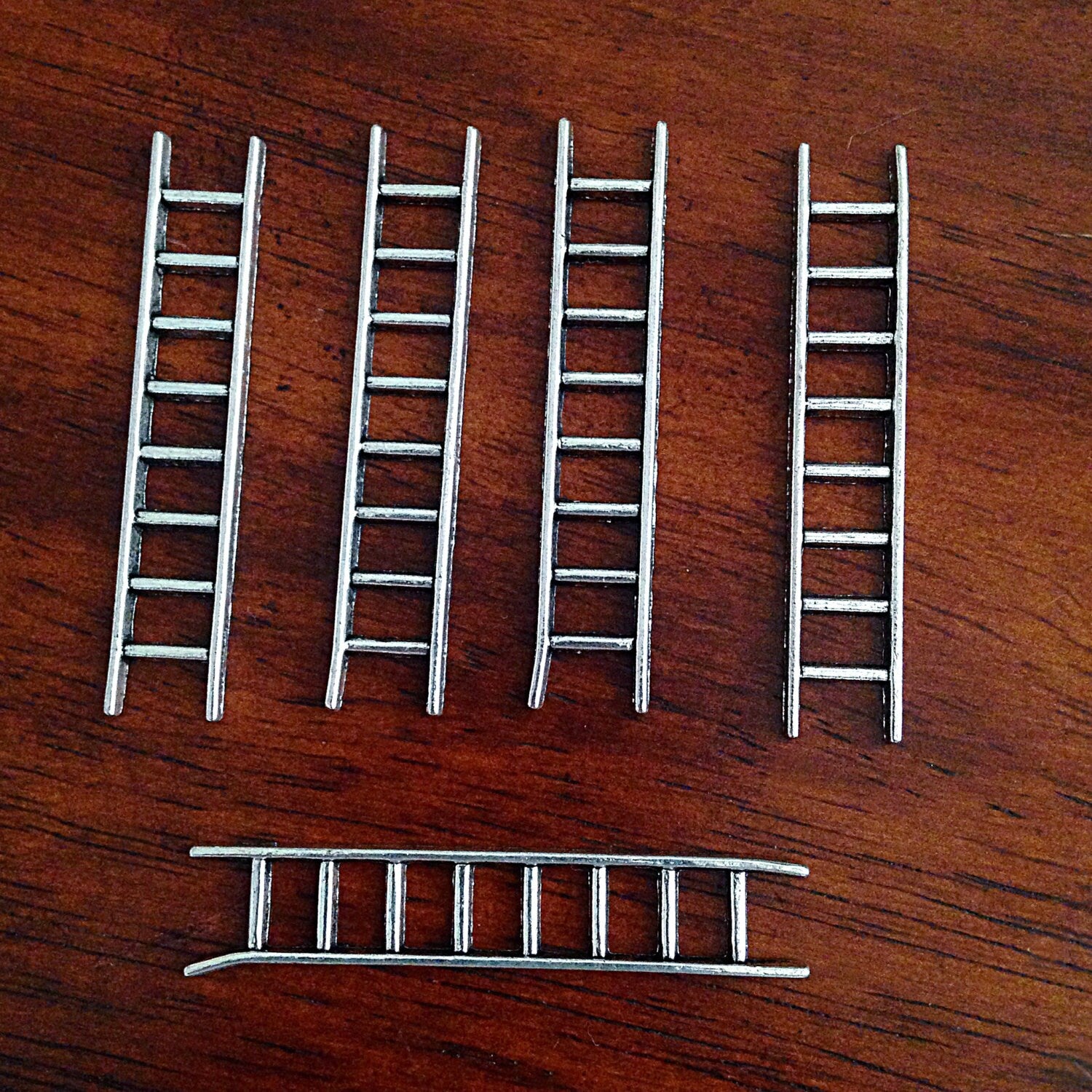 12 Ladder Charms, Antique Silver Charms, Fireman Ladder Charms, Silver Ladder Charms, Climbing Charms, Craft and Jewelry Supplies, Findings