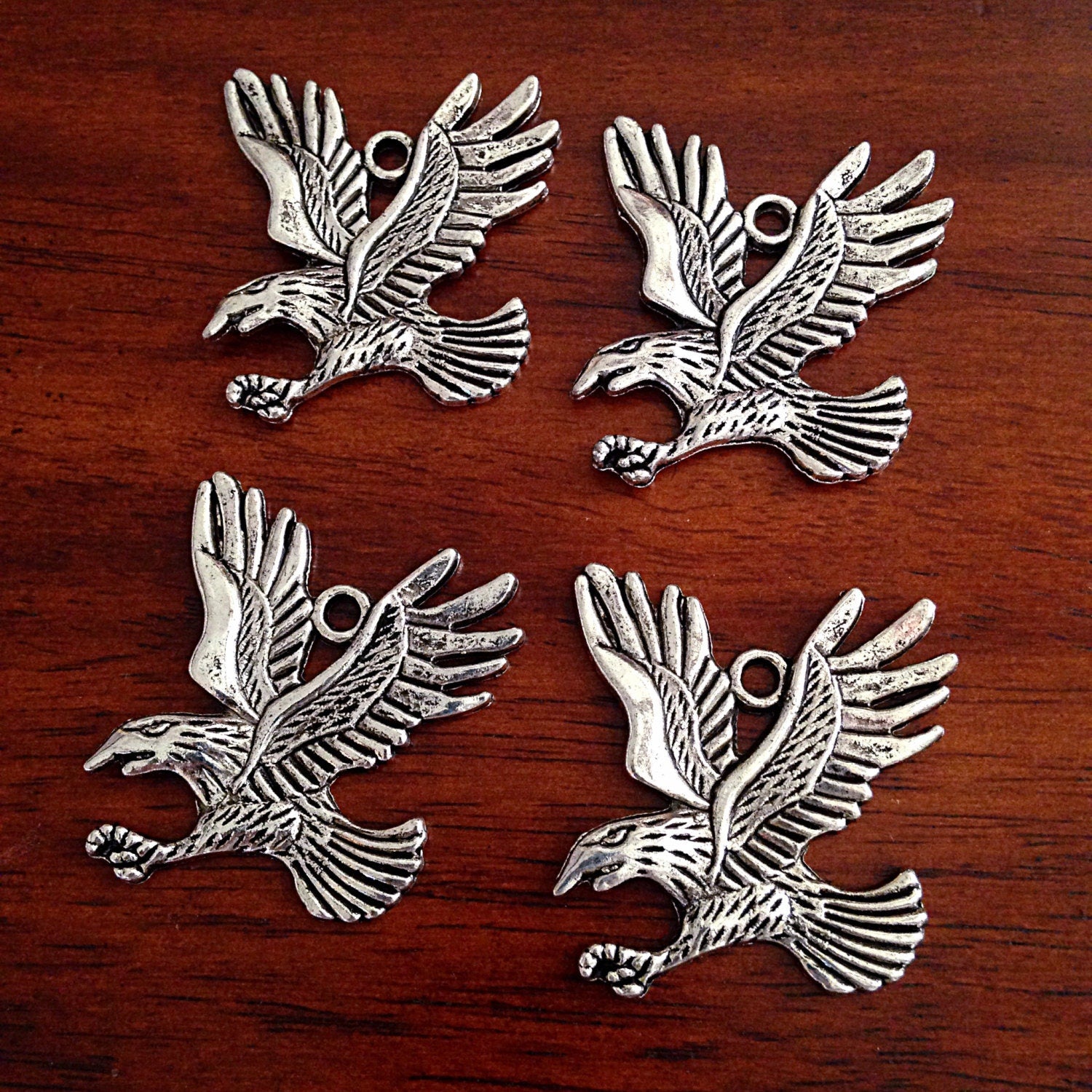 Eagle Charms, 15pcs, Eagle Pendants, Antique Silver Charms, American Eagle Charms, Bald Eagle Charm, Bird Charms, Hawk Charms, Findings