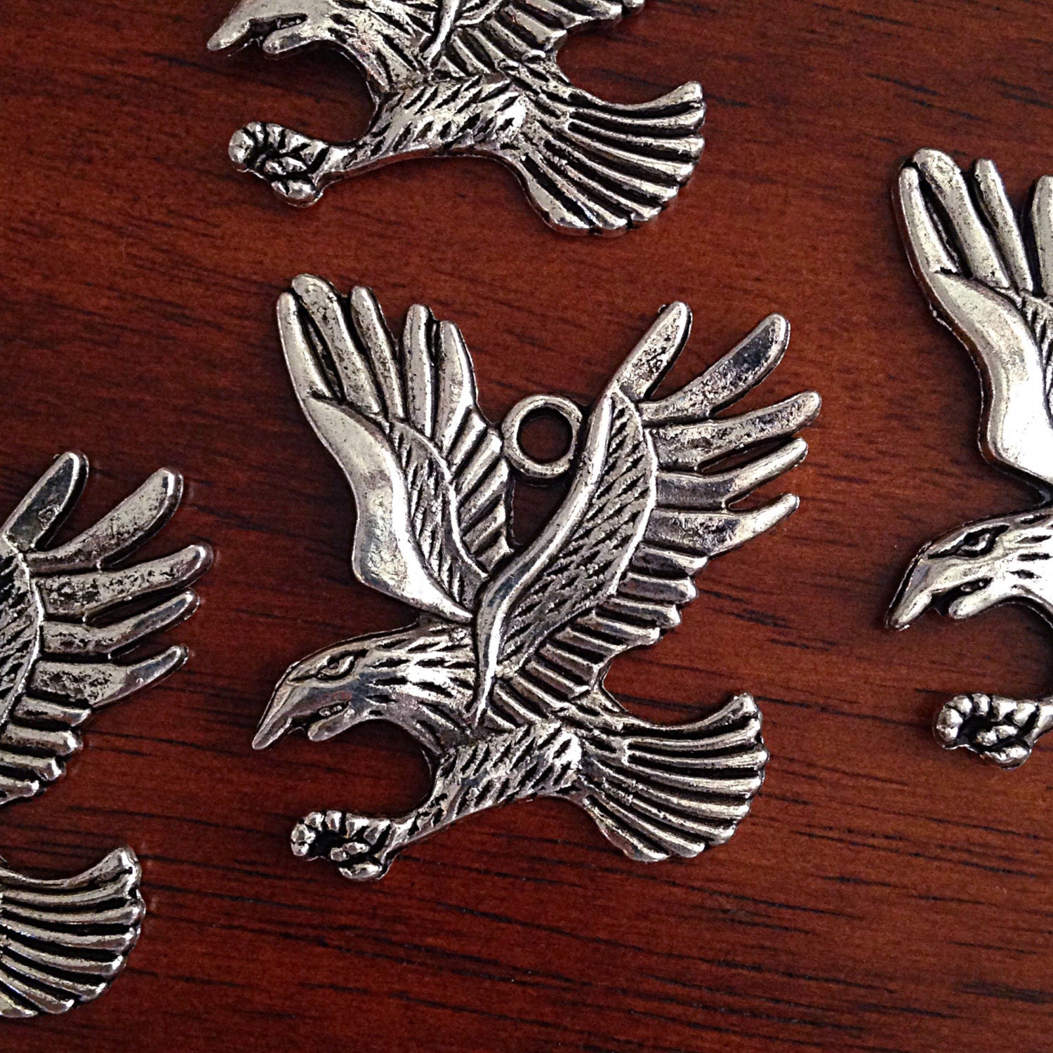 Eagle Charms, 15pcs, Eagle Pendants, Antique Silver Charms, American Eagle Charms, Bald Eagle Charm, Bird Charms, Hawk Charms, Findings