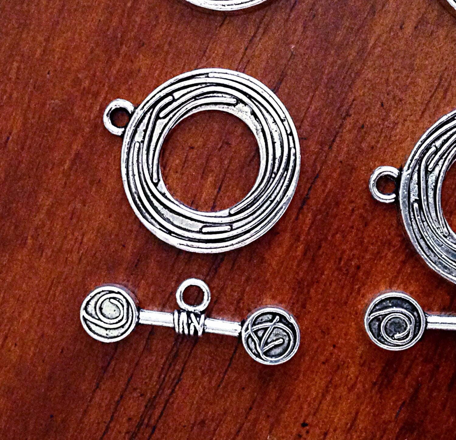 10 Sets, Toggle Clasp Set, Connector Charms, Antique Silver Charms, Necklace Clasp, Toggle Clasp Charms, Connector Charms, Findings