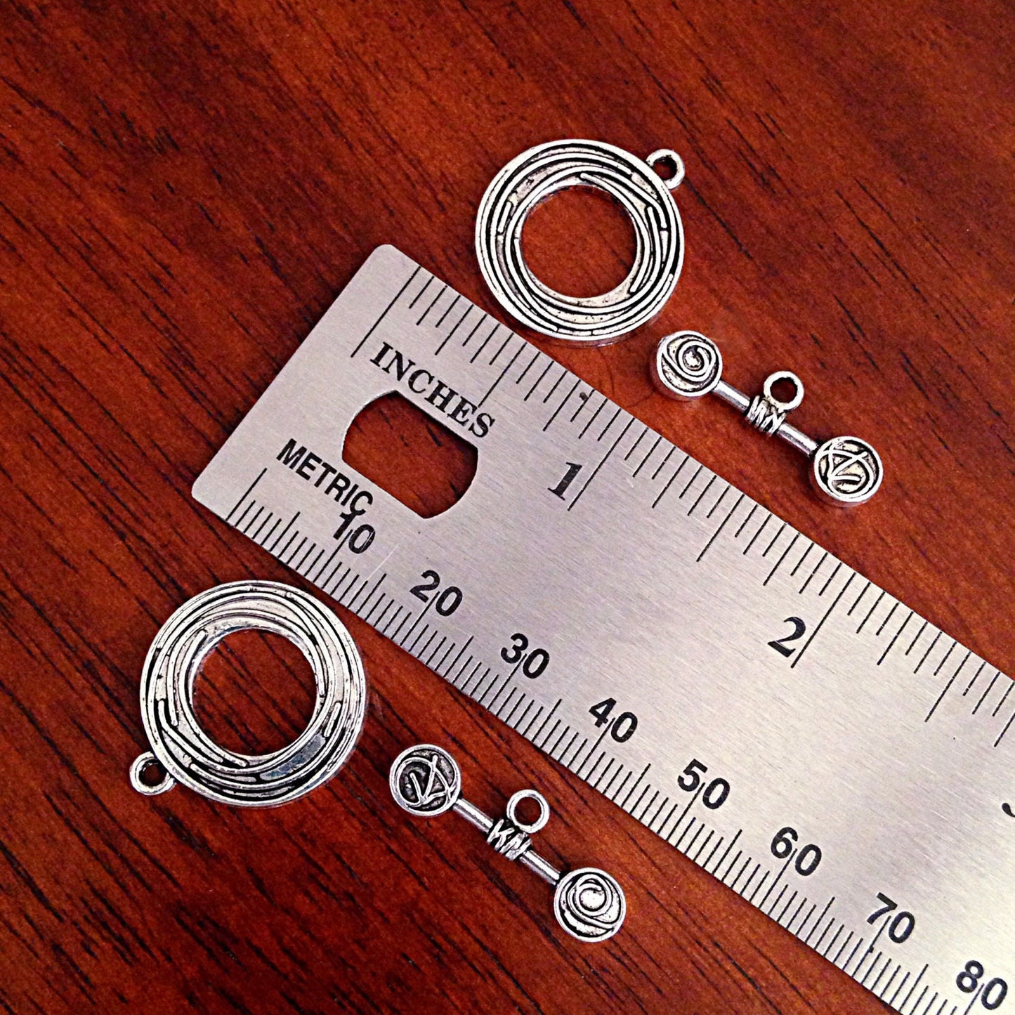 10 Sets, Toggle Clasp Set, Connector Charms, Antique Silver Charms, Necklace Clasp, Toggle Clasp Charms, Connector Charms, Findings