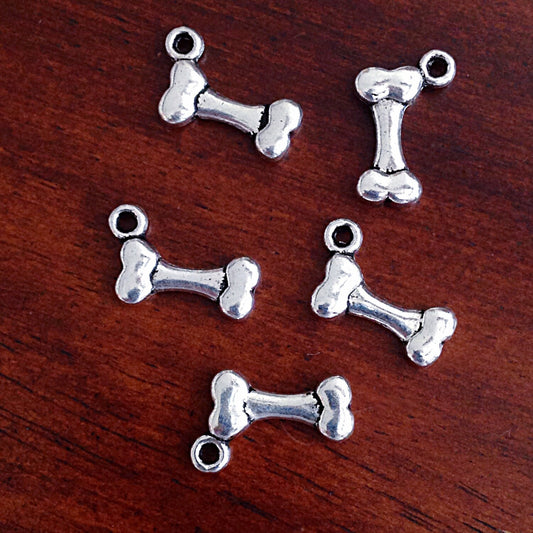 BULK 25 Bone Charms, Antique Silver Charms, Dog Bone Charms, Crossbones Charms, Dog Charms, Pet Charms, Jewelry and Craft Supplies, Findings