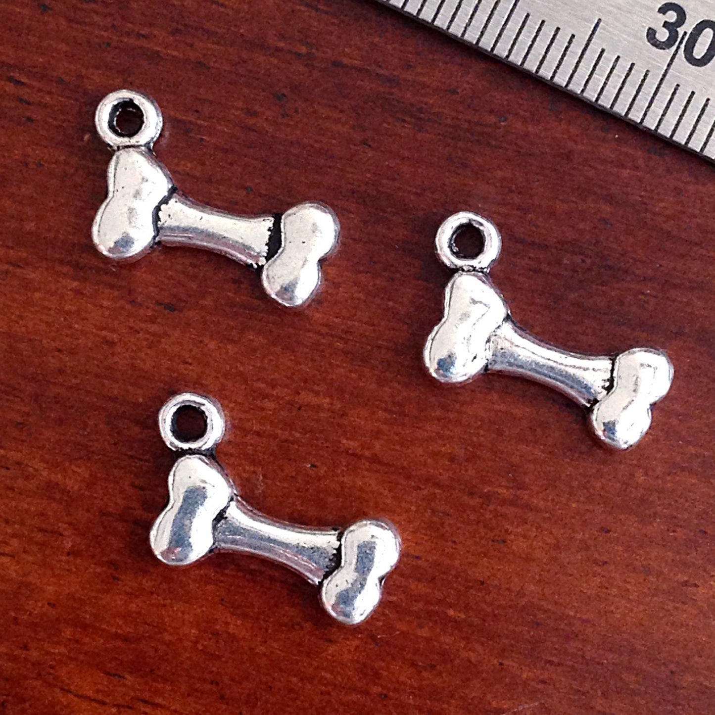 BULK 25 Bone Charms, Antique Silver Charms, Dog Bone Charms, Crossbones Charms, Dog Charms, Pet Charms, Jewelry and Craft Supplies, Findings
