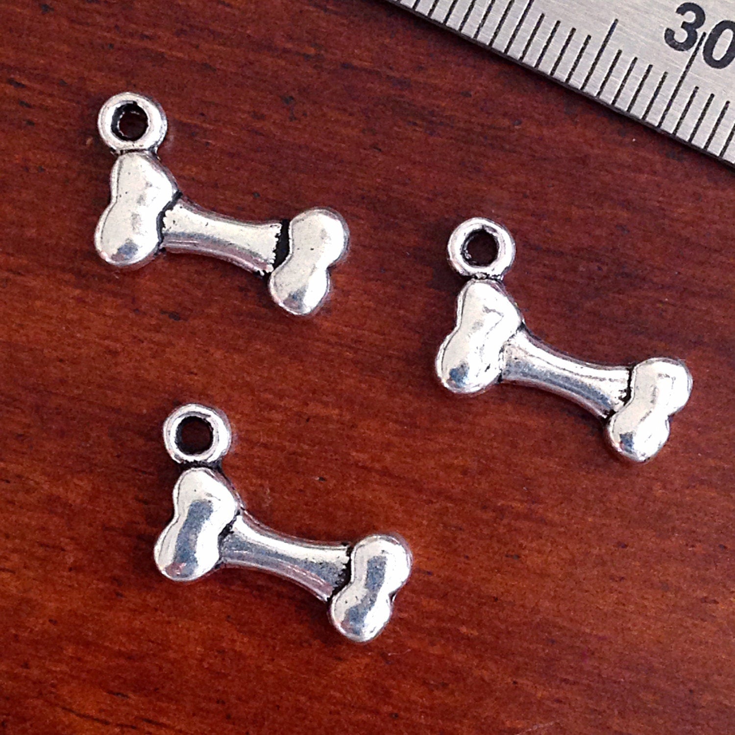 BULK 25 Bone Charms, Antique Silver Charms, Dog Bone Charms, Crossbones Charms, Dog Charms, Pet Charms, Jewelry and Craft Supplies, Findings