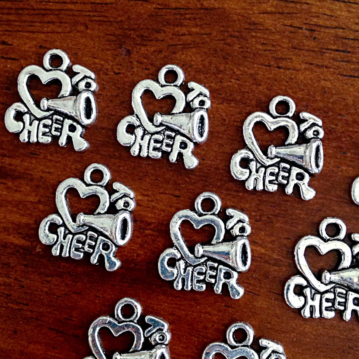 Bulk 30 Cheerleading Charms, Love to Cheer Charms, Cheer Charms, Cheerleader Charms, Sports Charms, Findings, Craft and Jewelry Supplies