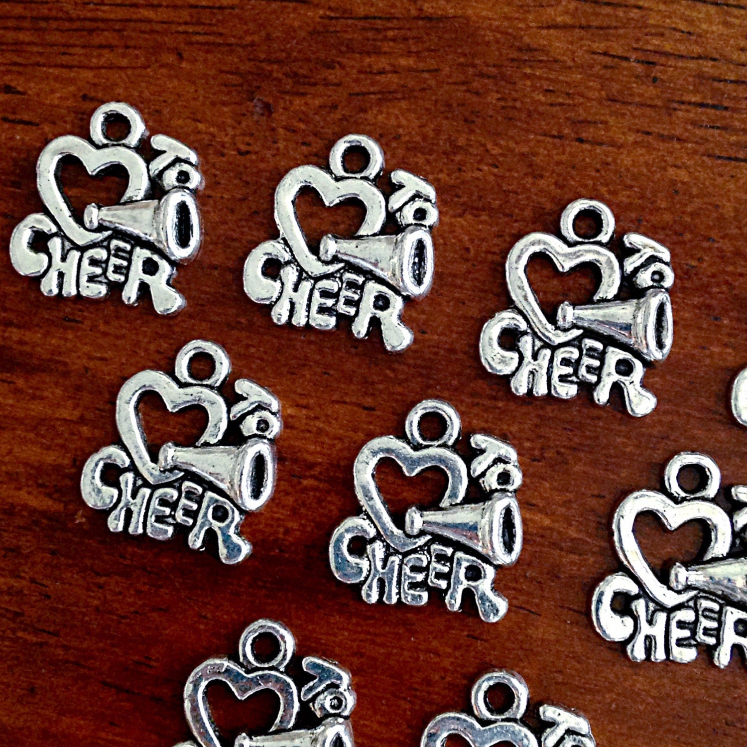 Bulk 30 Cheerleading Charms, Love to Cheer Charms, Cheer Charms, Cheerleader Charms, Sports Charms, Findings, Craft and Jewelry Supplies