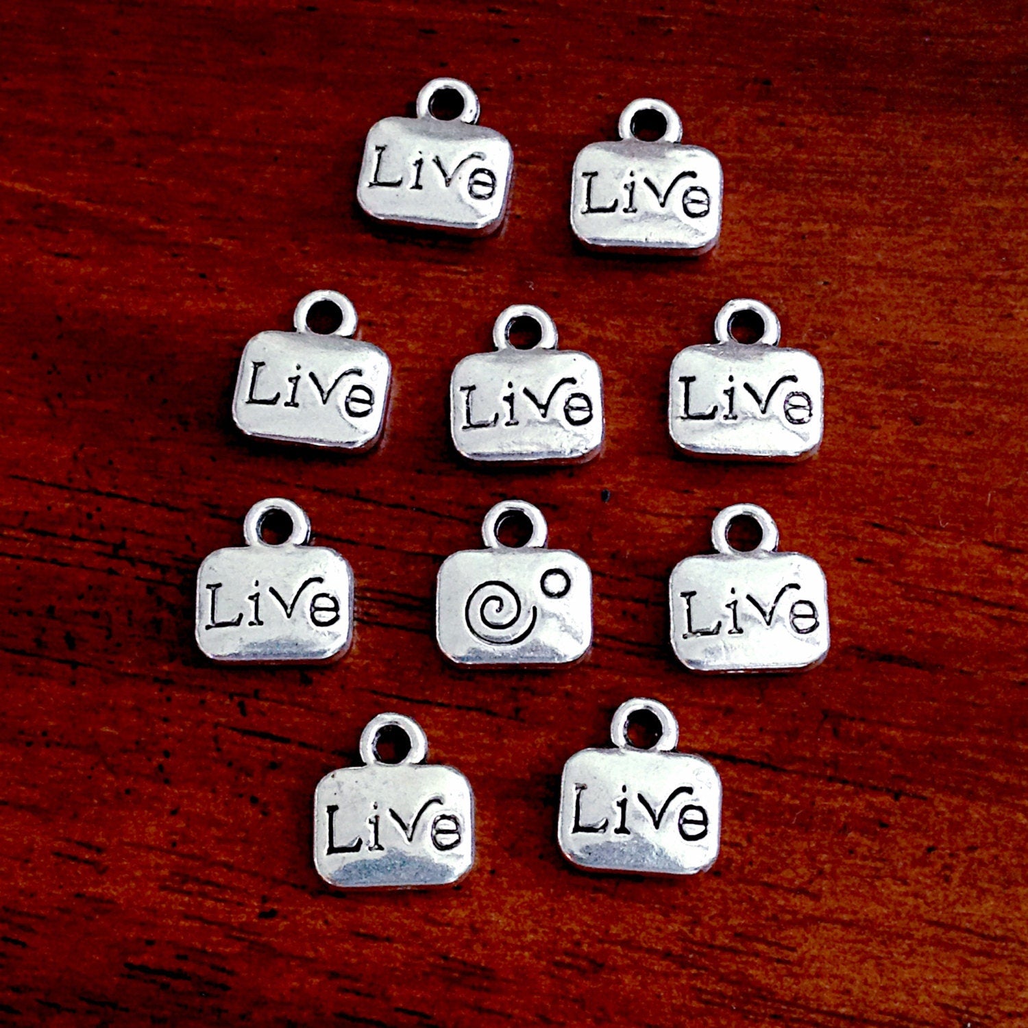 Bulk 25 Live Charms, Antique Silver Hope Charms, Cancer Awareness Charms Silver, Live Charms, Jewelry and Craft Supplies, Findings