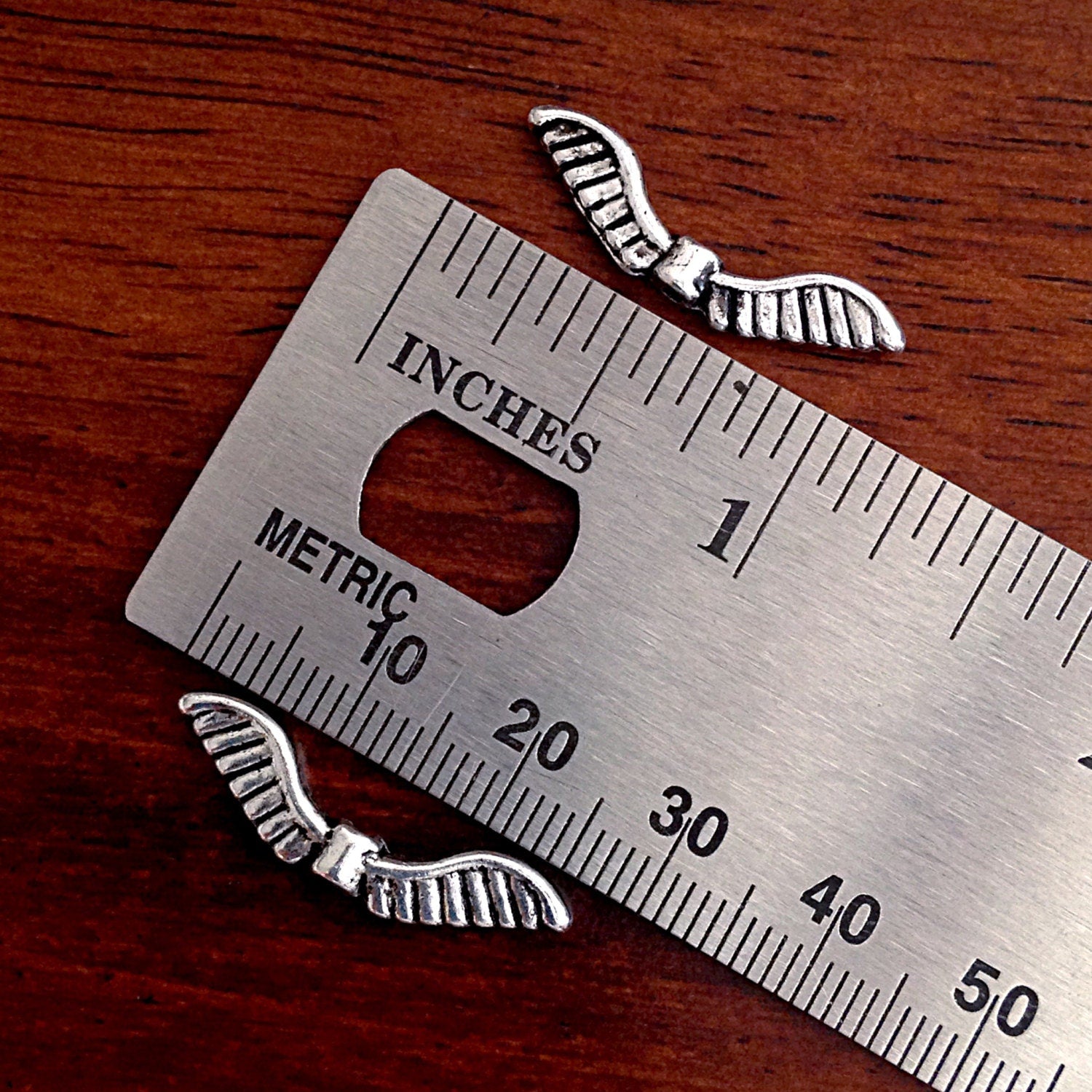 Bulk 25 Angel Wing Charms, Antique Silver Charms, Silver Wing Charms, Findings, Connector Charms, Double Sided, Craft and Jewelry Supplies