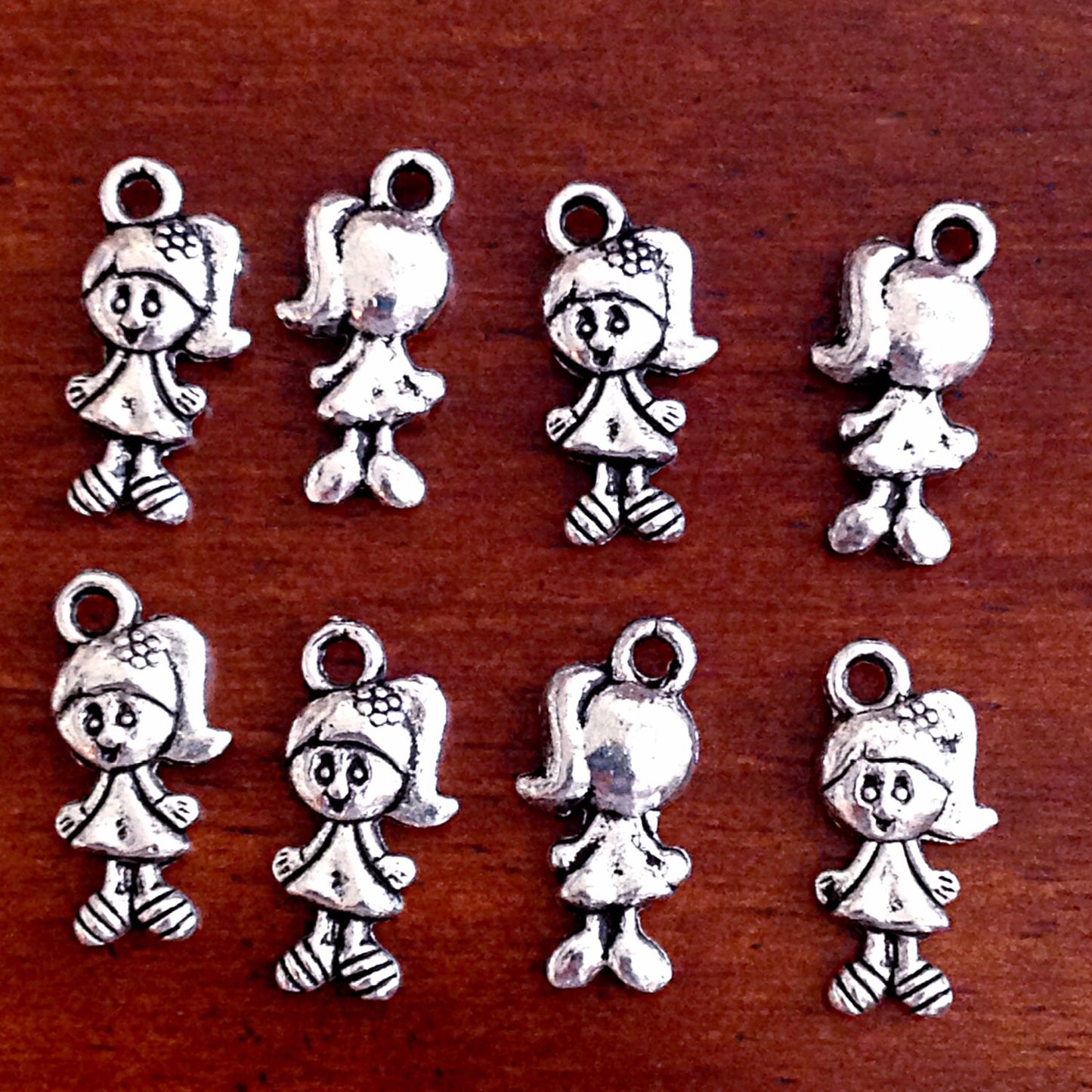 20 Girl Charms, Antique Silver Charms, Tiny Girl Charms, Little Girl Charms, Double Sided Girl Charm, Finding, Jewery and Craf Supplies