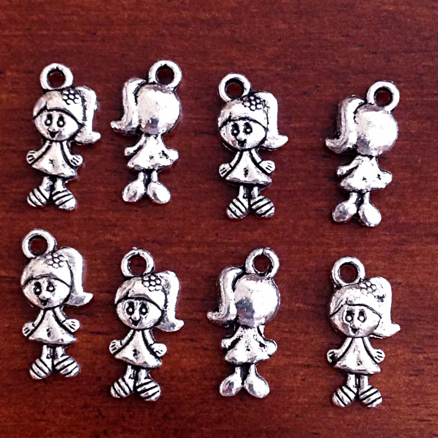 20 Girl Charms, Antique Silver Charms, Tiny Girl Charms, Little Girl Charms, Double Sided Girl Charm, Finding, Jewery and Craf Supplies