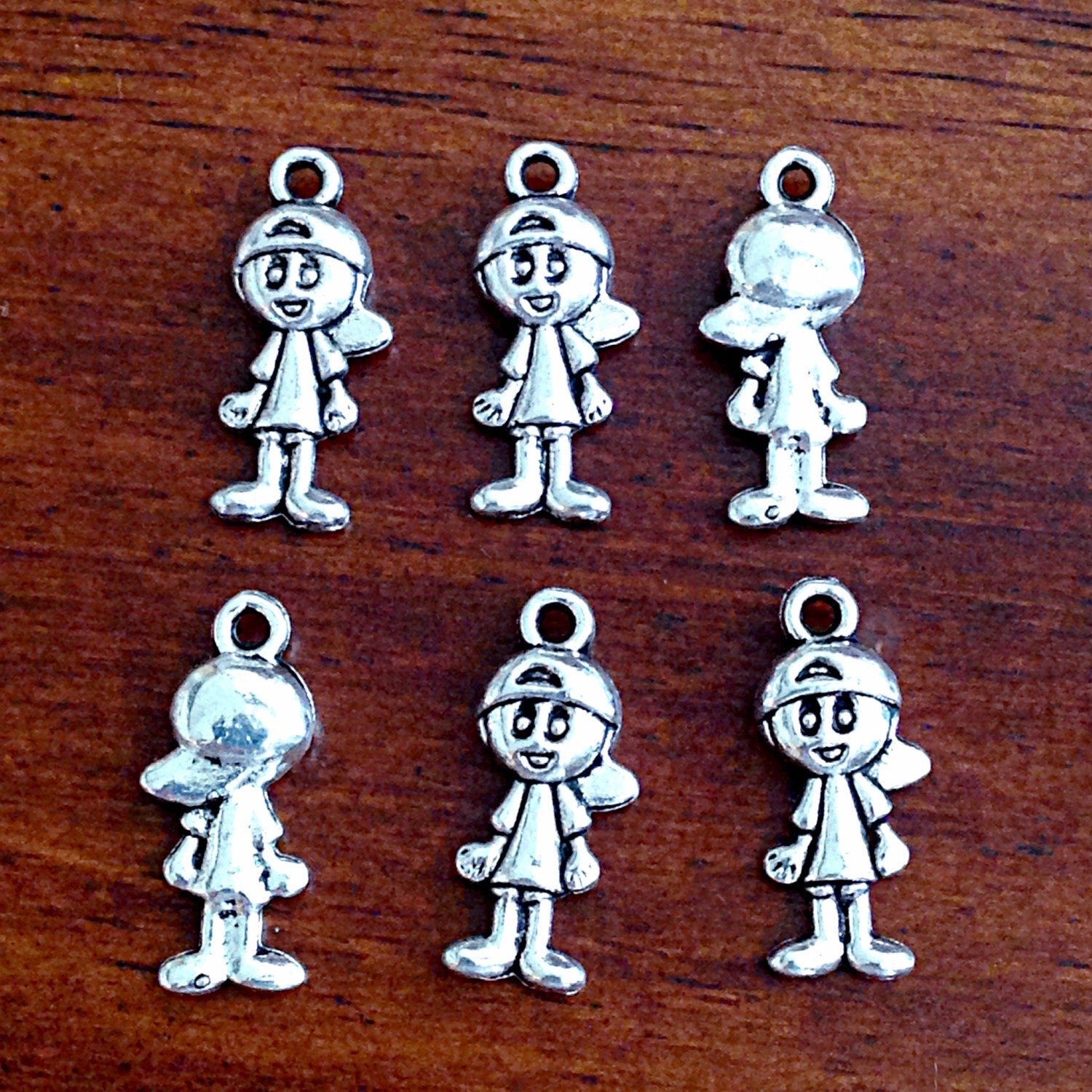 Bulk 30 Little Boy Charms, Antique Silver Charms, Silver Boy Charms, Kid Charms, Double Sided Boy Charm, Findings, Jewelry & Craft Supplies