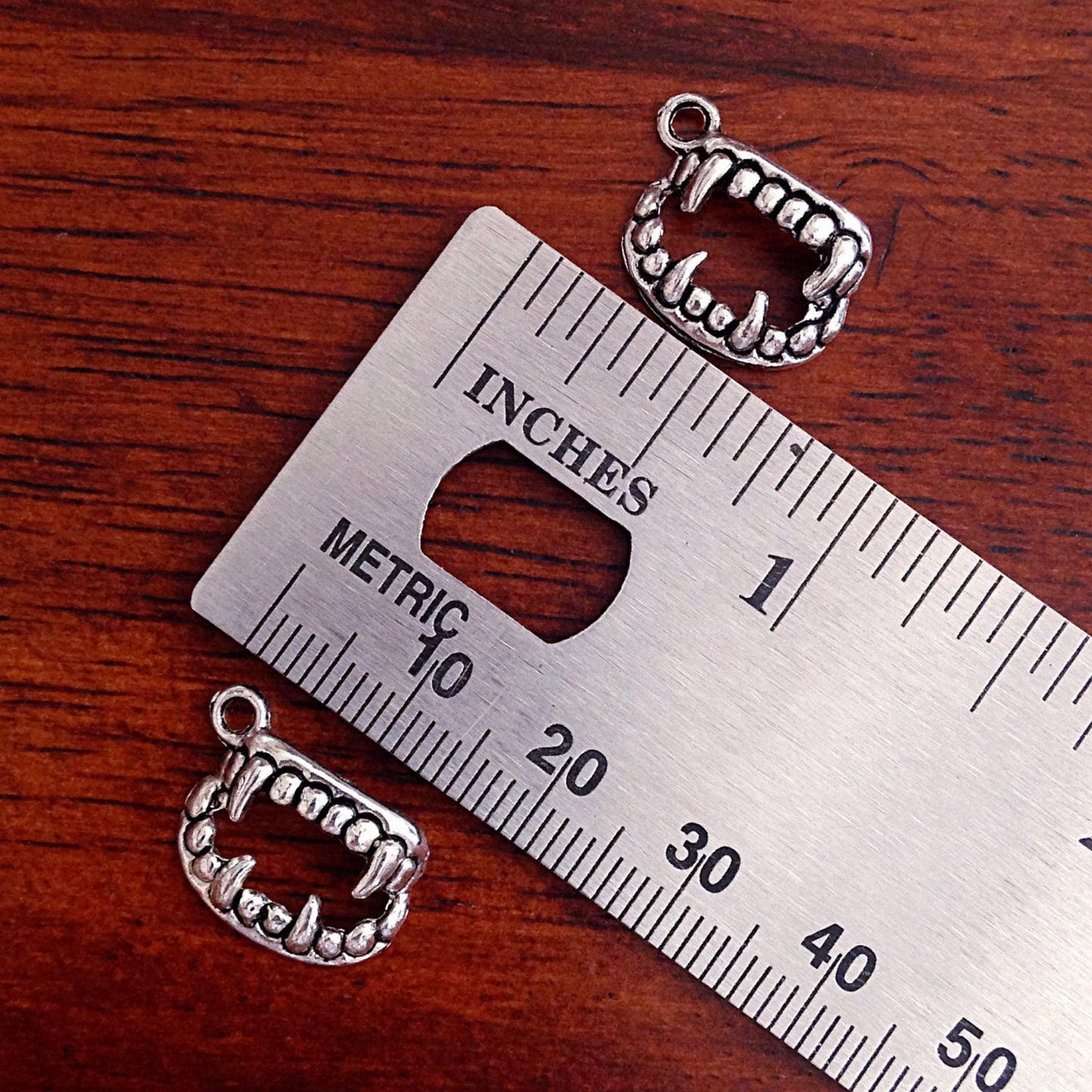 12 Vampire Teeth Charms, Antique Silver Charms, Fangs Charms, Silver Vampire Teeth Charms, Jewelry and Craft Supplies, Findings