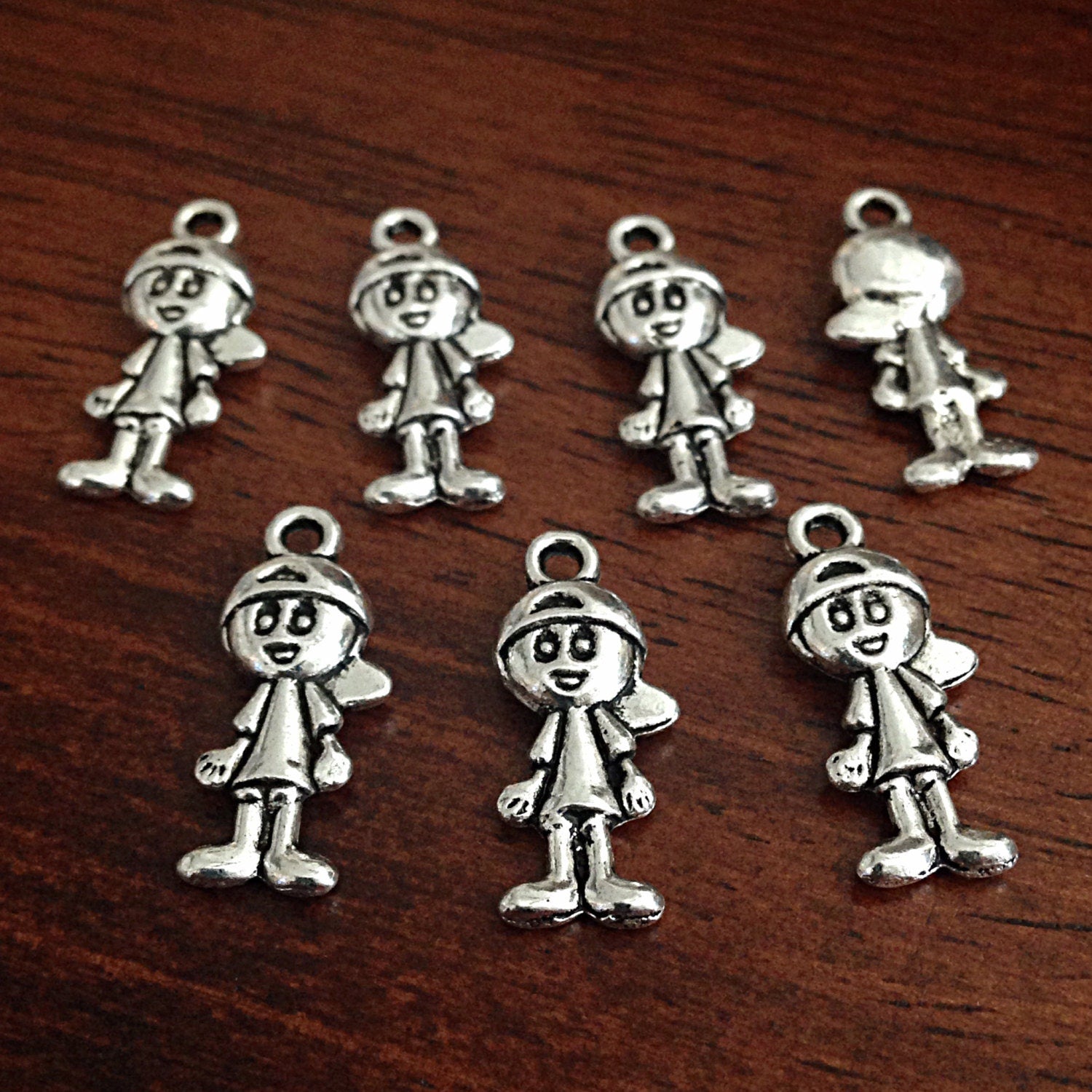Bulk 30 Little Boy Charms, Antique Silver Charms, Silver Boy Charms, Kid Charms, Double Sided Boy Charm, Findings, Jewelry & Craft Supplies