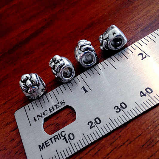 8 Spacer Beads, European Beads, Silver Spacer Beads, Big Hole Beads, Barrel Beads, Charms, Charm Beads, Craft and Jewelry Supplies, Findings