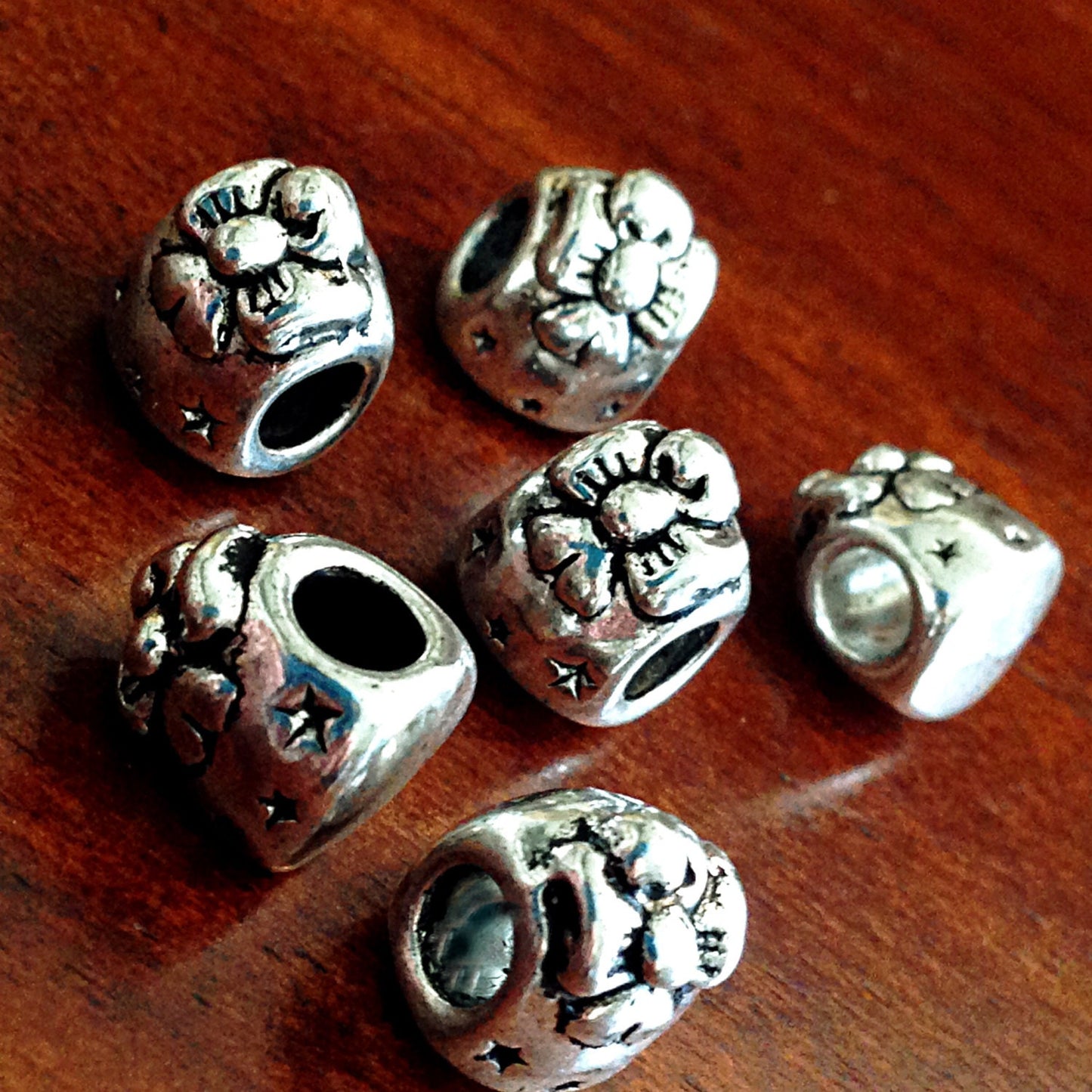 8 Spacer Beads, European Beads, Silver Spacer Beads, Big Hole Beads, Barrel Beads, Charms, Charm Beads, Craft and Jewelry Supplies, Findings