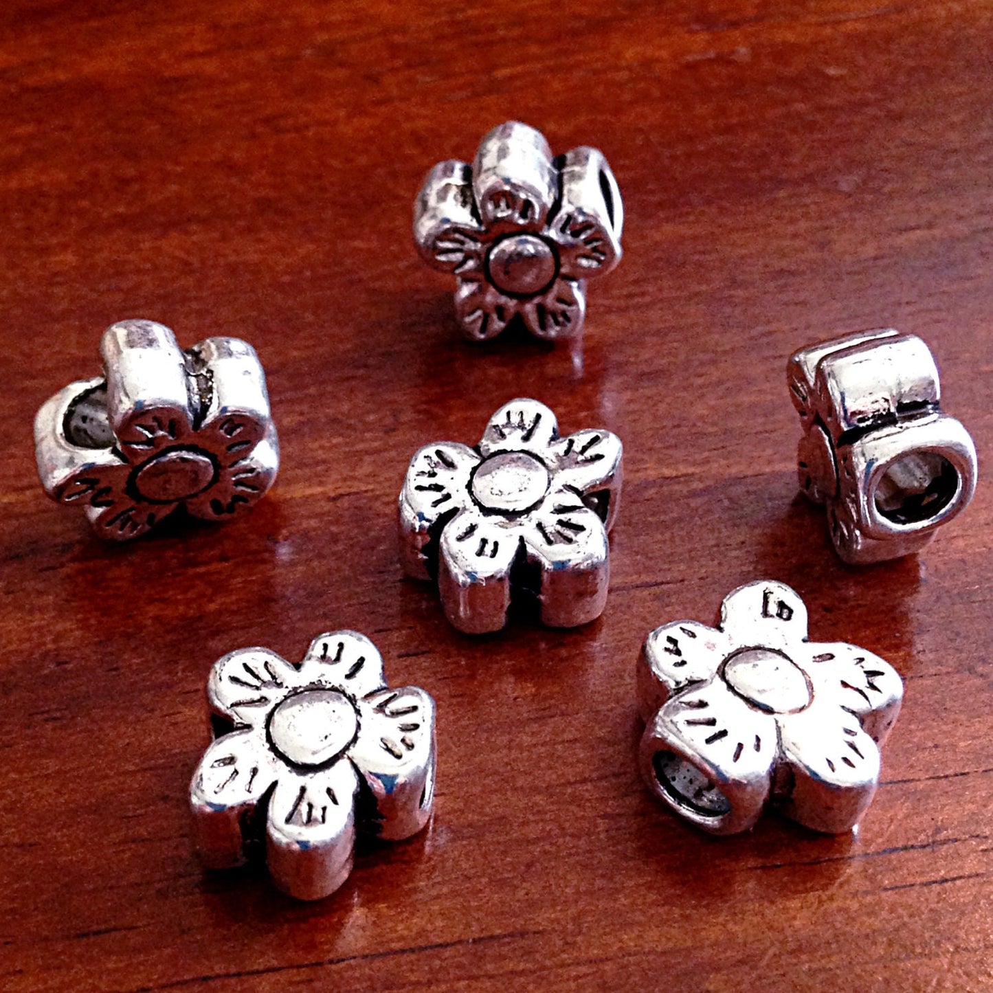 8 Spacer Beads, European Beads, Silver Spacer Beads, Big Hole Beads, Barrel Beads, Charms, European Spacer Beads, Craft Supplies, Finding