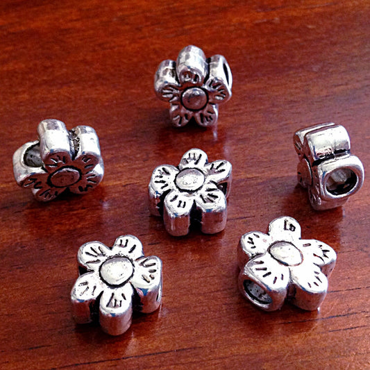 8 Spacer Beads, European Beads, Silver Spacer Beads, Big Hole Beads, Barrel Beads, Charms, European Spacer Beads, Craft Supplies, Finding