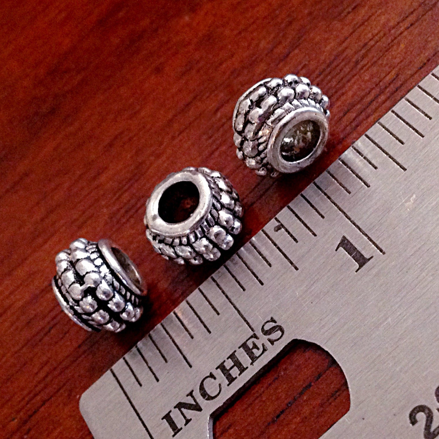 8 Spacer Beads, European Beads, Silver Spacer Beads, Big Hole Beads, Barrel Beads, Charm Beads, Craft and Jewelry Supplies, Findings