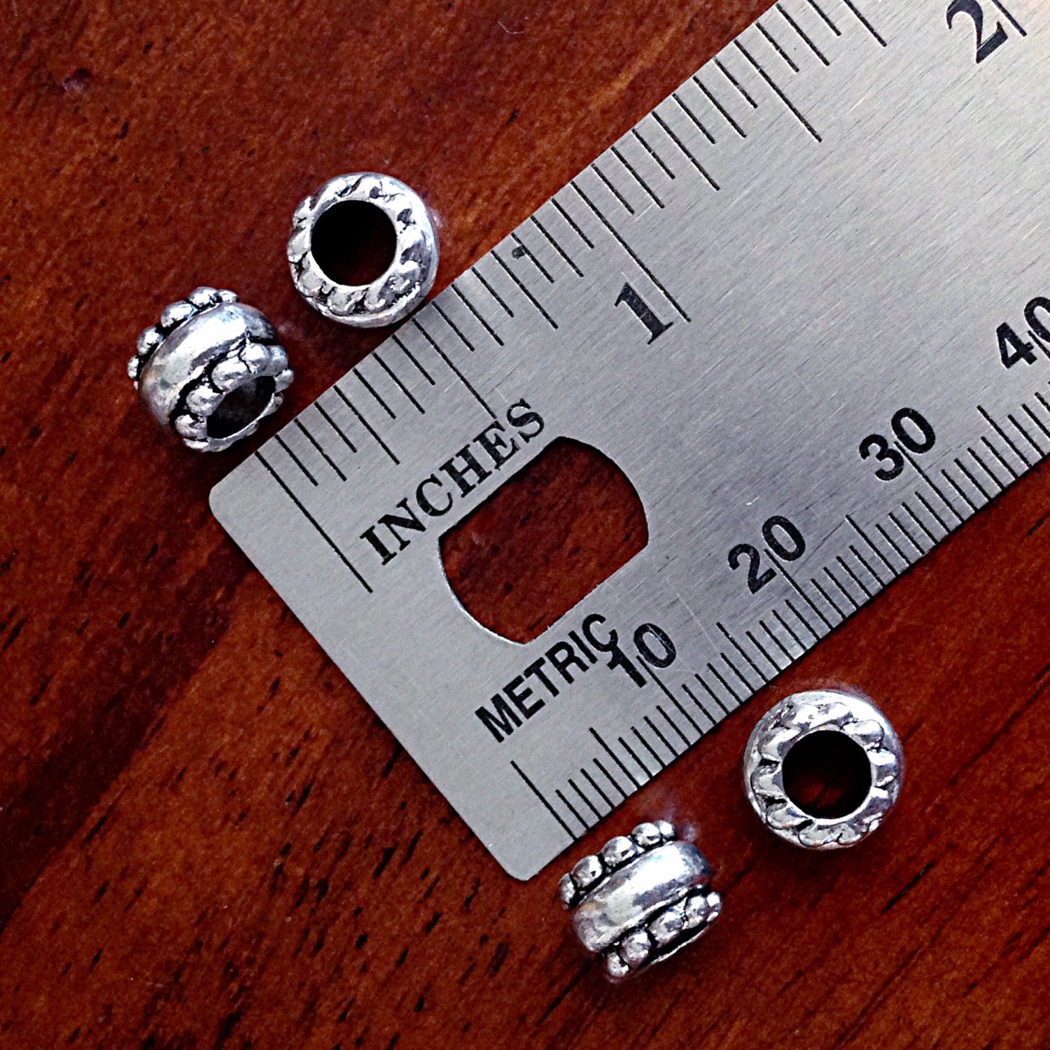 8 Spacer Beads, European Beads, Silver Spacer Beads, Big Hole Beads, Barrel Beads, Charms, European Spacer Beads, Craft Supplies, Finding