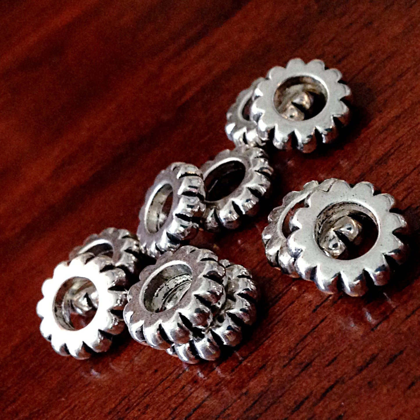 15 Spacer Beads, European Beads, Silver Spacer Beads, Big Hole Beads, Barrel Beads, Charms, European Spacer Beads, Craft Supplies, Finding