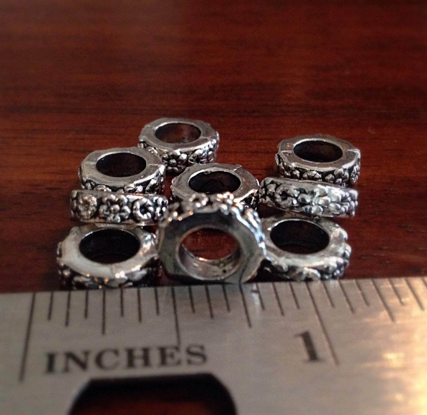 15 Spacer Beads, European Beads, Silver Spacer Beads, Big Hole Beads, Barrel Beads, Charm Beads, Craft and Jewelry Supplies, Findings