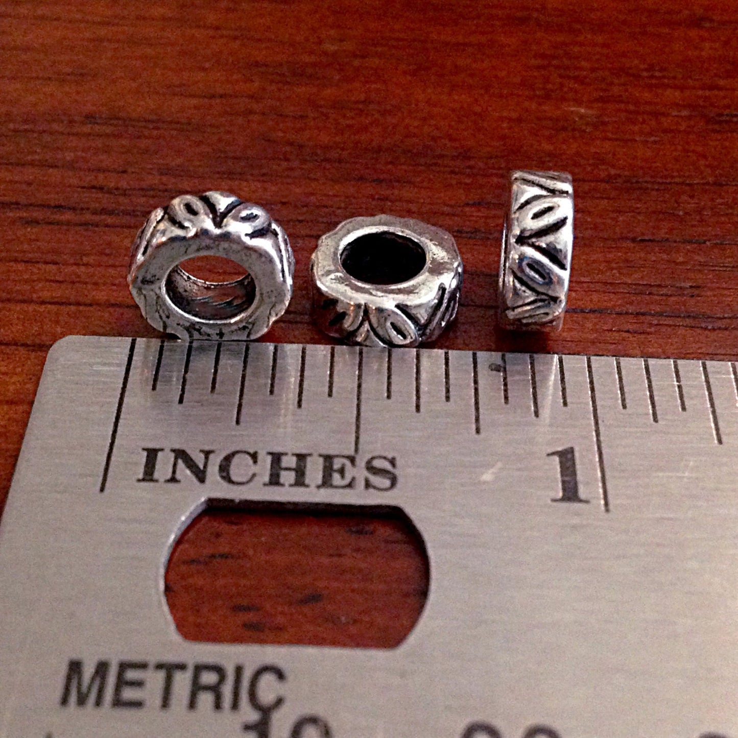 15 Spacer Beads, European Beads, Silver Spacer Beads, Big Hole Beads, Barrel Beads, European Beads, Jewelry and Craft Supplies, Findings