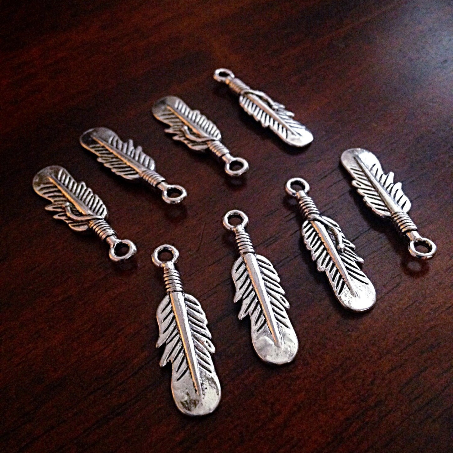 Bulk 20 Feather Charms, Antique Silver Wing, Feather Charms, Silver Feather Charms, Crafts and Jewelry Making Supplies and Findings