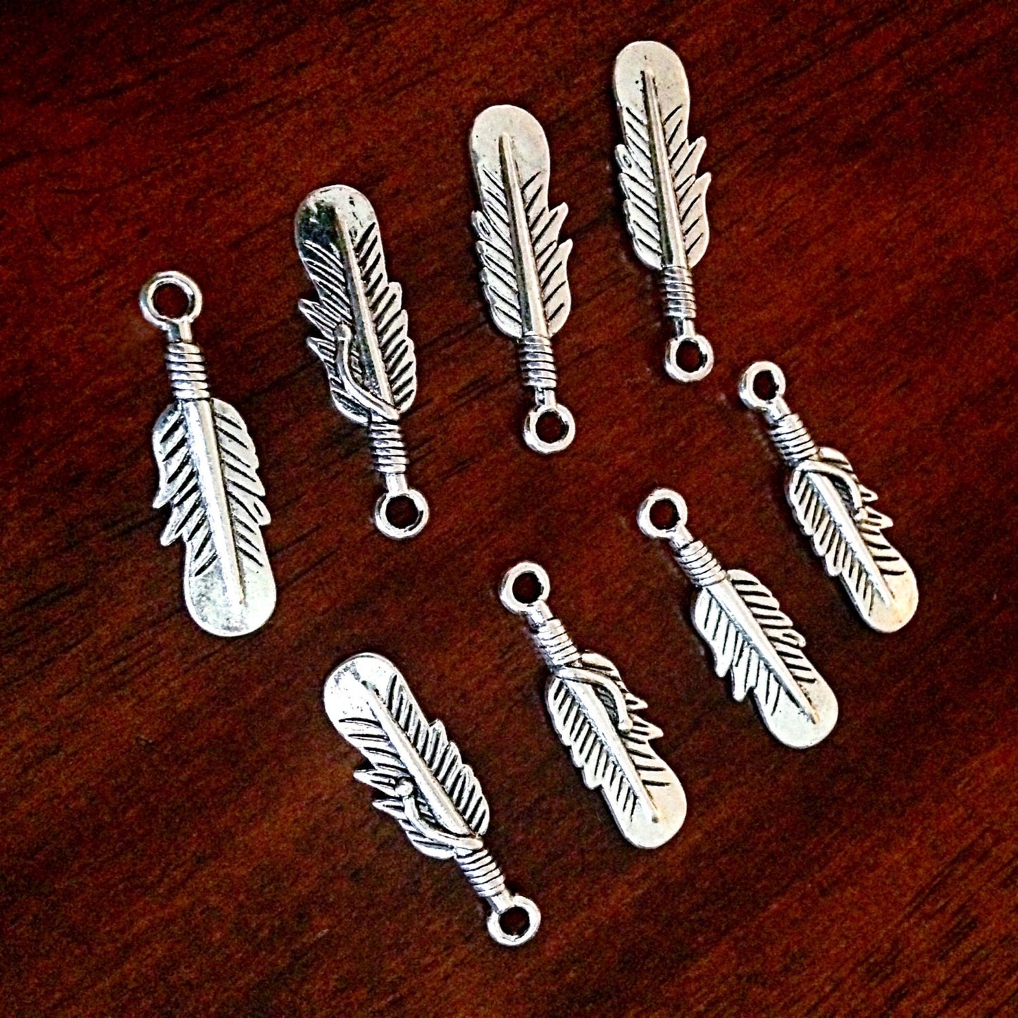 Bulk 20 Feather Charms, Antique Silver Wing, Feather Charms, Silver Feather Charms, Crafts and Jewelry Making Supplies and Findings