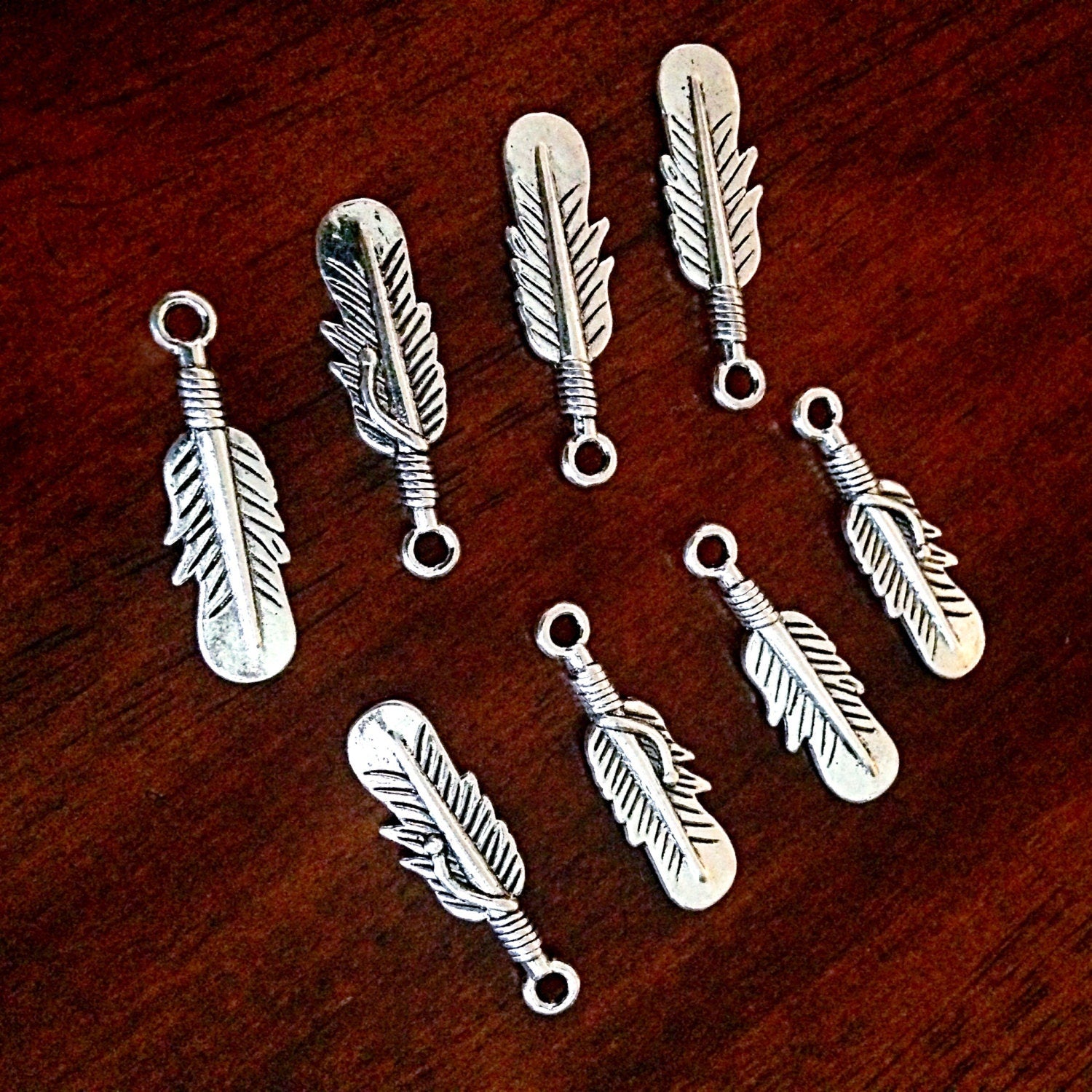 Bulk 20 Feather Charms, Antique Silver Wing, Feather Charms, Silver Feather Charms, Crafts and Jewelry Making Supplies and Findings
