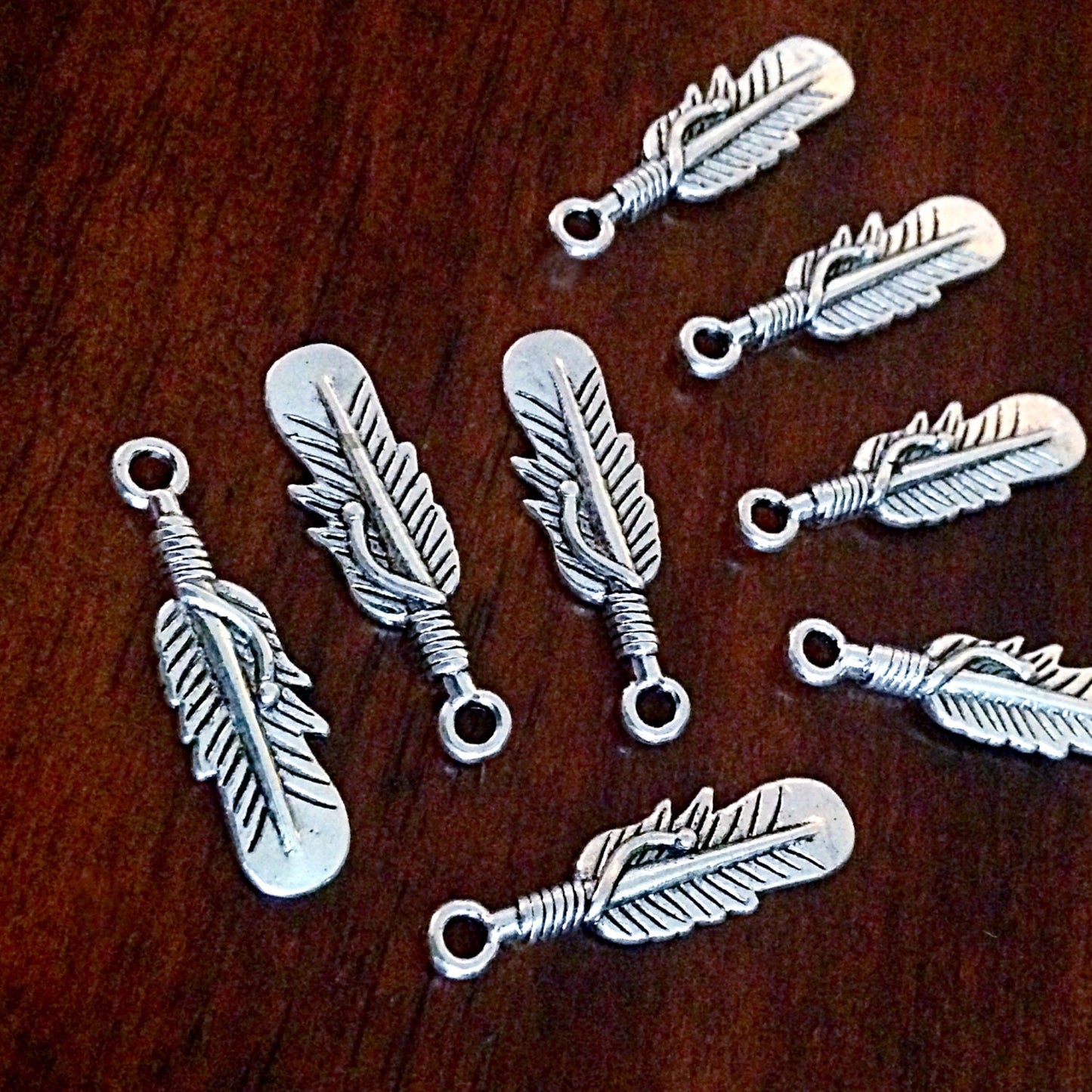 Bulk 20 Feather Charms, Antique Silver Wing, Feather Charms, Silver Feather Charms, Crafts and Jewelry Making Supplies and Findings