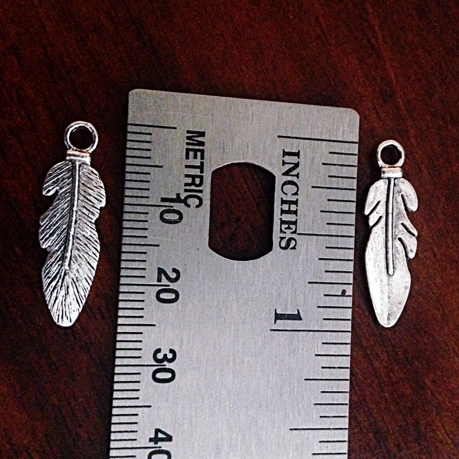 Bulk 25 Feather Charms, Antique Silver Wing, DoubleSided Feather Charms, Silver Feather Charms, Craft and Jewelry Supplies, Findings