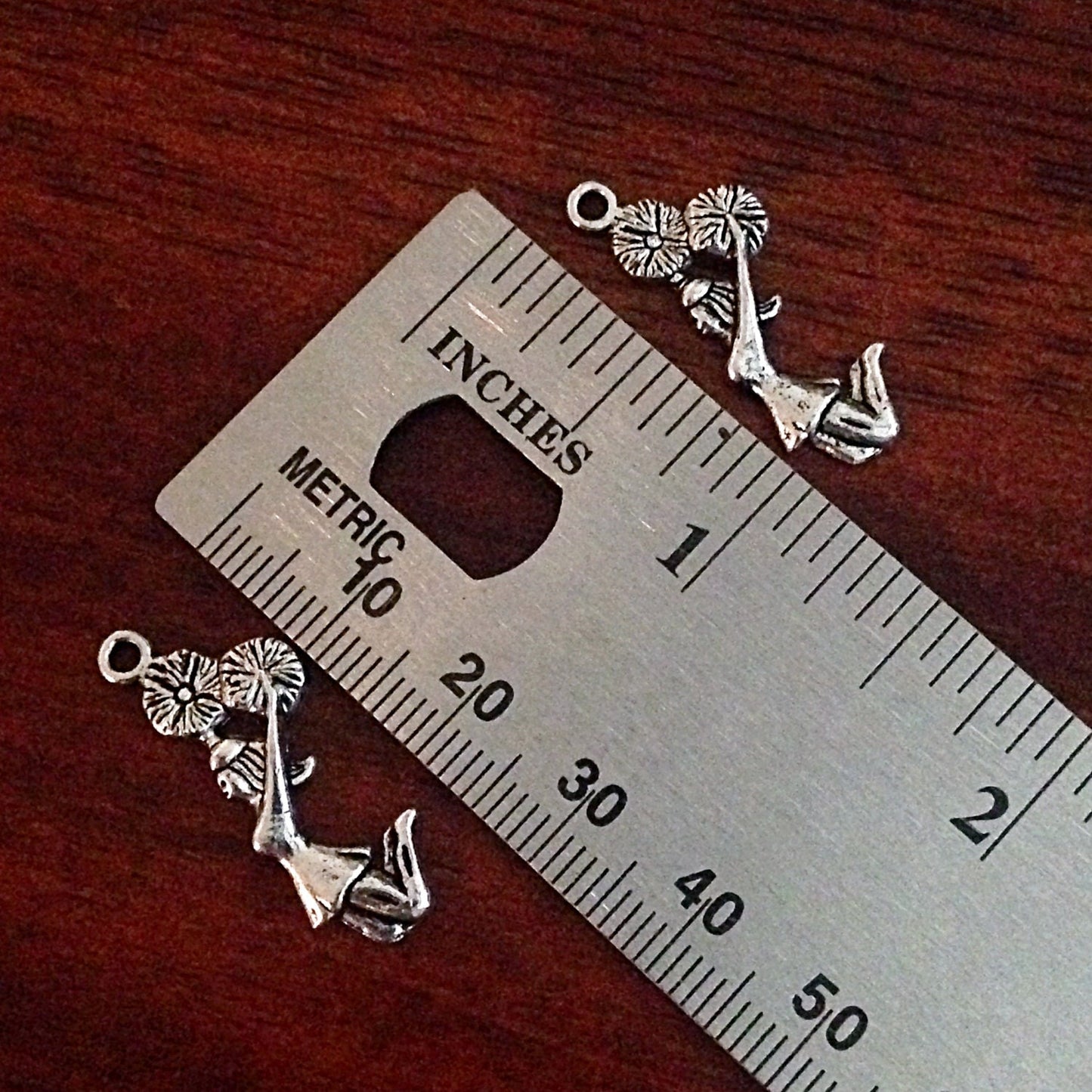 Bulk 40 Cheerleader Charms, Antique Silver Charms, Cheer Charms, Cheerleading Charms, Sports Charms, Findings, Craft and Jewelry Supplies
