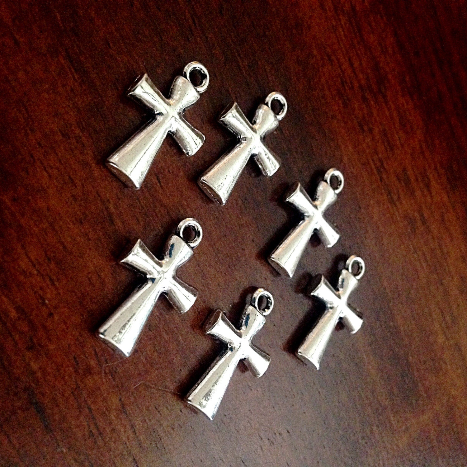 20pcs Cross Charms, Silver Cross Charms, Antique Silver Charms, Silver Cross Pendants, Rosary Charms, Double Sided Cross Charms, Findings