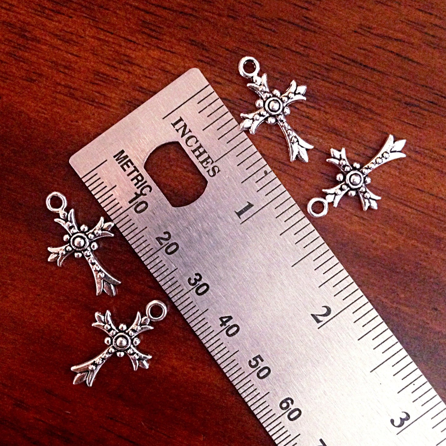 Bulk 25 Cross Charms, Antique Silver Charms, Silver Cross Pendant, Double Sided Cross, Findings, Crafts and Jewelry Supplies