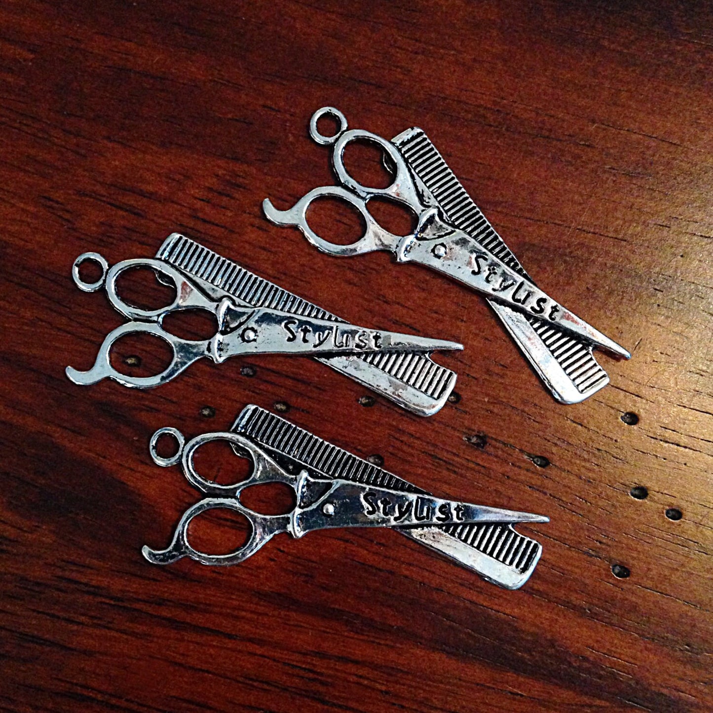 5 Scissors Charms, Antique Silver Charms, Silver Scissors Pendants, Sewings Charms, Scissor Charms, Findings, Jewelry and Craft Supplies