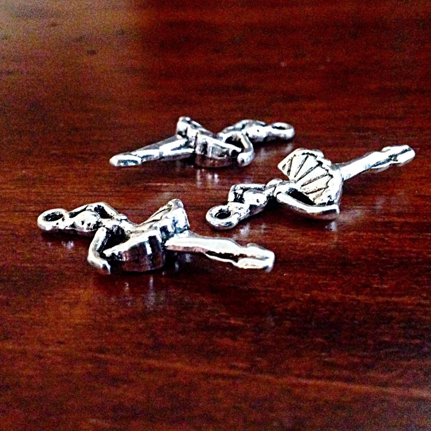 8 Dancing Charms, Ballerina Charms, Antique Silver Charms, Double Sided Charms, Ballerina Pendants, Findings, Craft and Jewelry Supplies