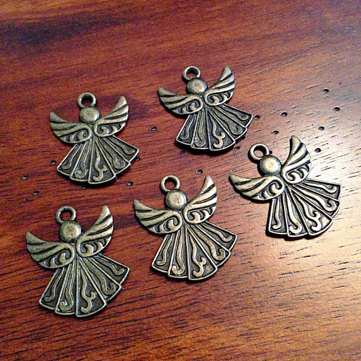 6 Large Angel Charms, Antique Bronze Charms, Bronze Angel Pendants, Double Sided Charms, Angel Charms, Findings, Crafts and Jewelry Supplies